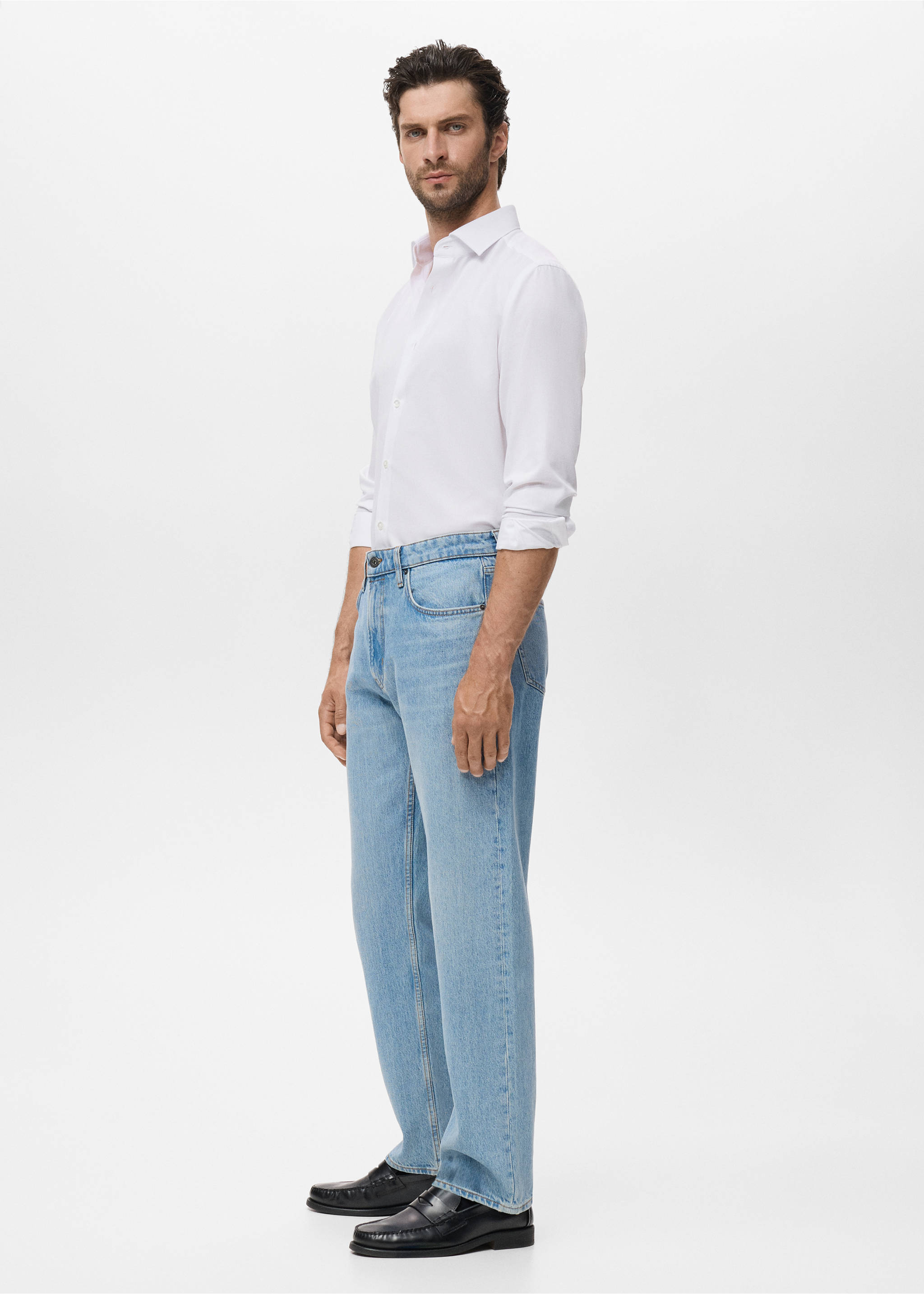 Slim-fit cotton shirt - Details of the article 2, White. Ref: 17075984-00.