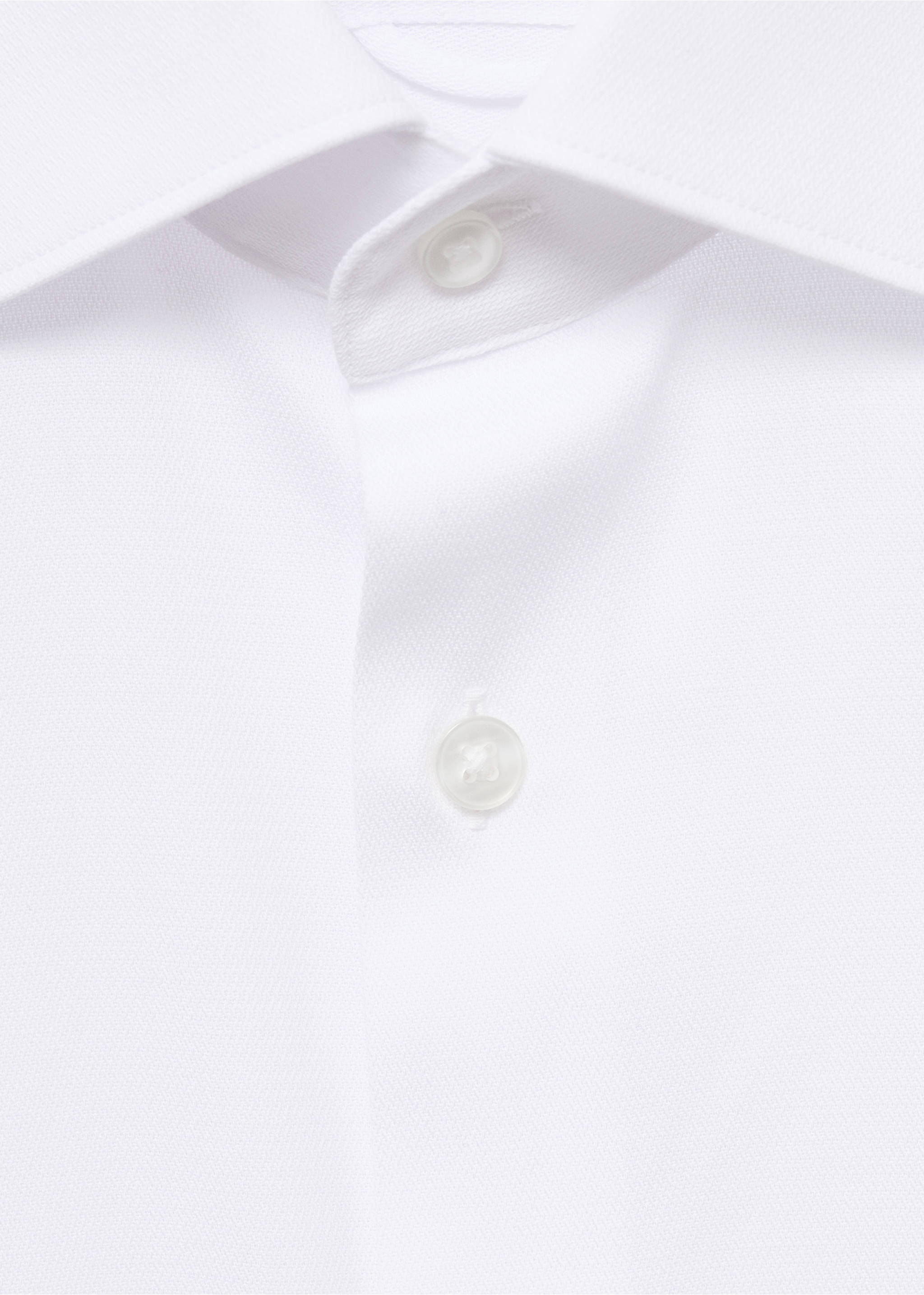 Slim-fit cotton shirt - Details of the article 8, White. Ref: 17075984-00.