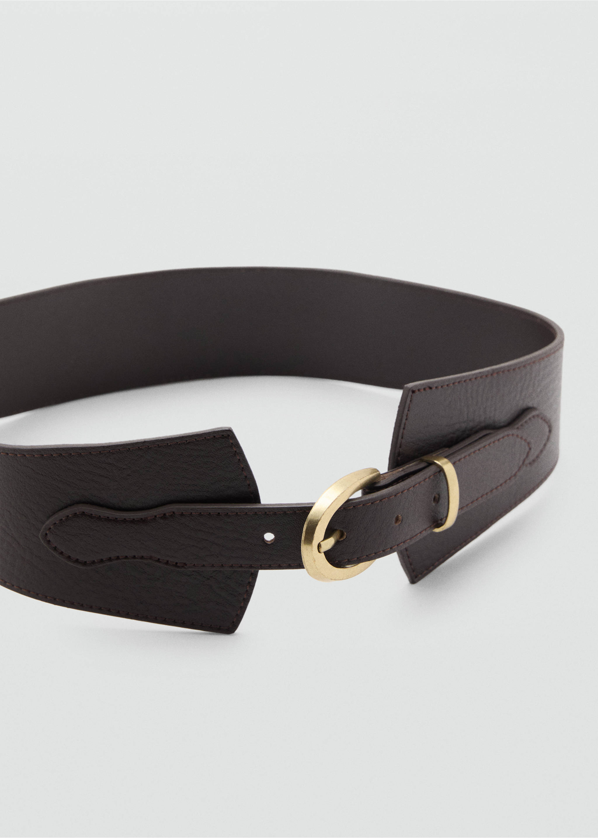 Leather obi belt - Medium plane, Chocolate. Ref: 17075990-00.