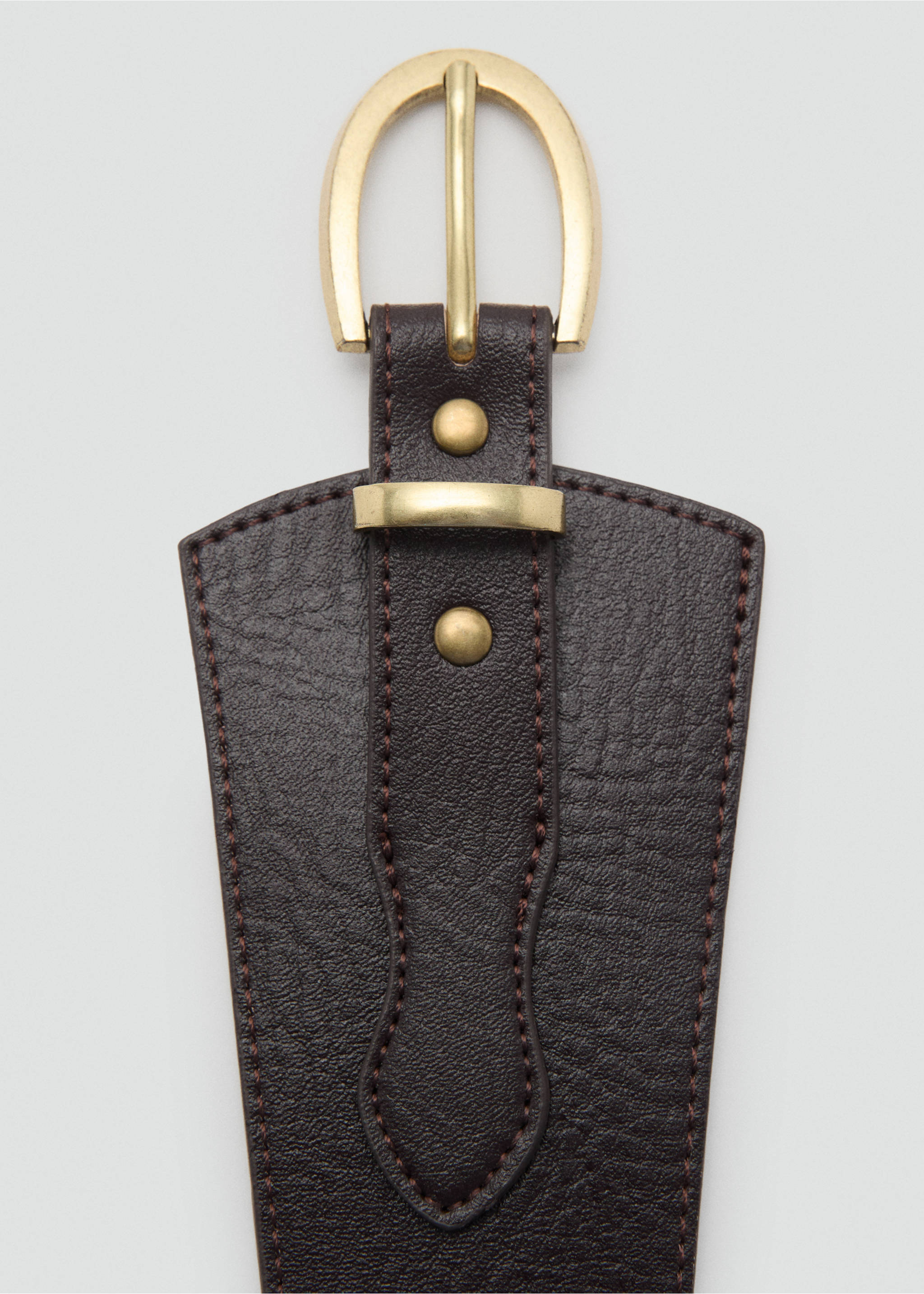 Leather obi belt - Details of the article 1, Chocolate. Ref: 17075990-00.