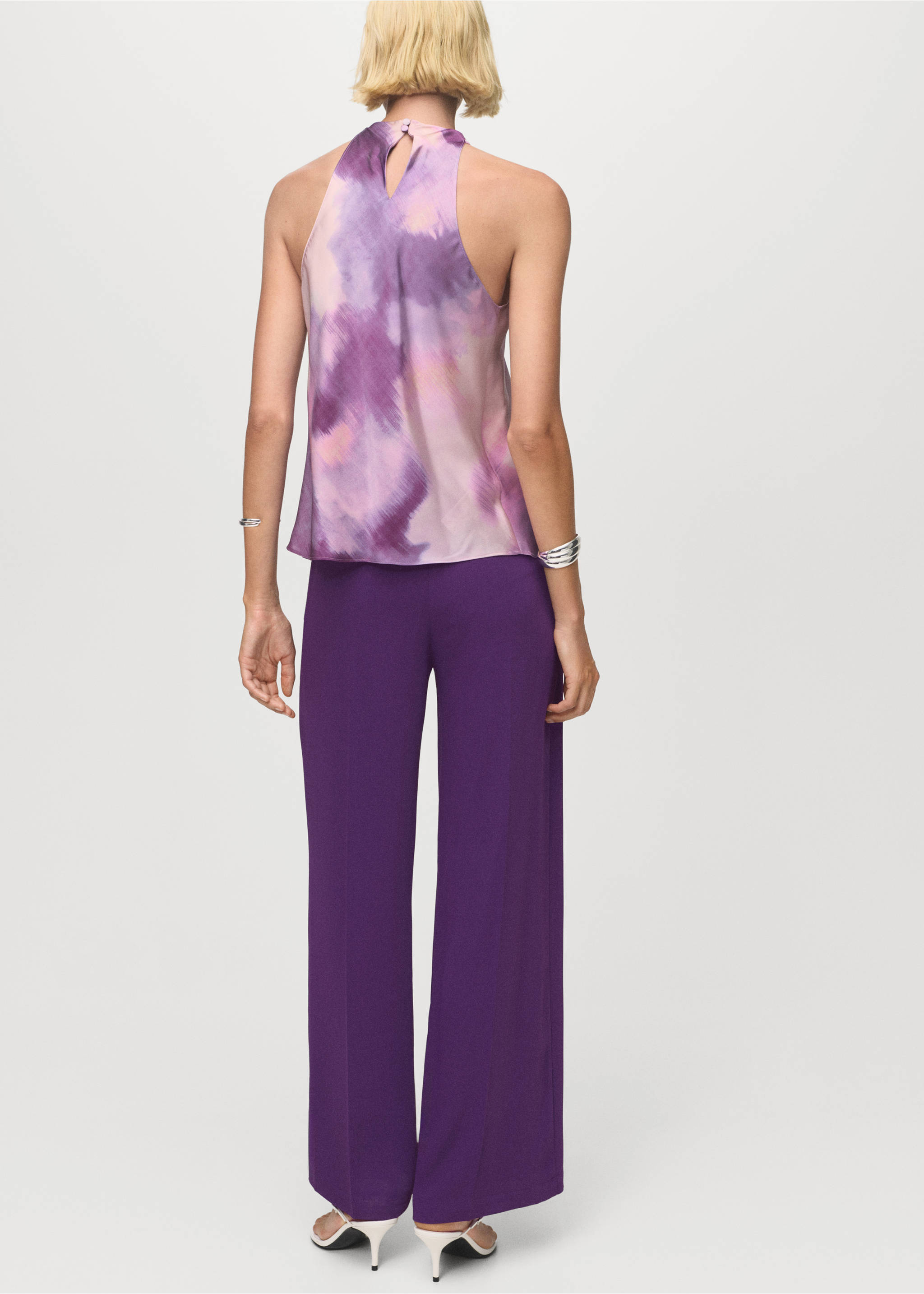 Pantalon droit taille haute - Verso de l’article, Violet. Ref: 17075999-00.