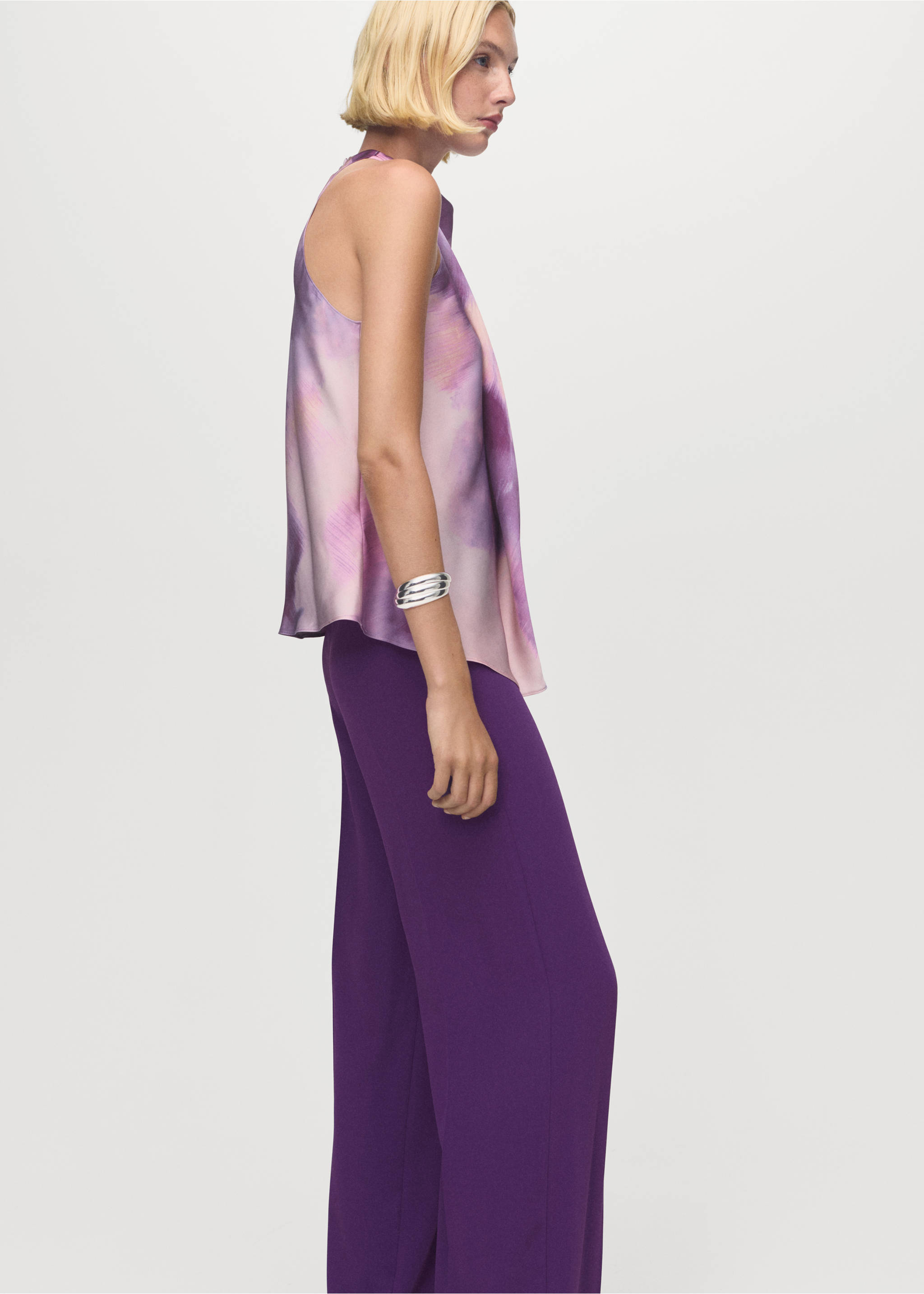 Pantalon droit taille haute - Détail de l'article 1, Violet. Ref: 17075999-00.