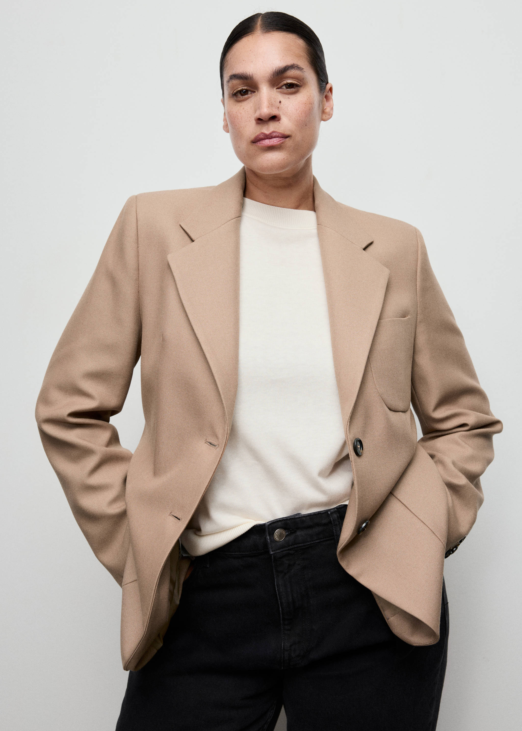 Blazer traje mezcla lana bolsillos - Detalle del artículo 5