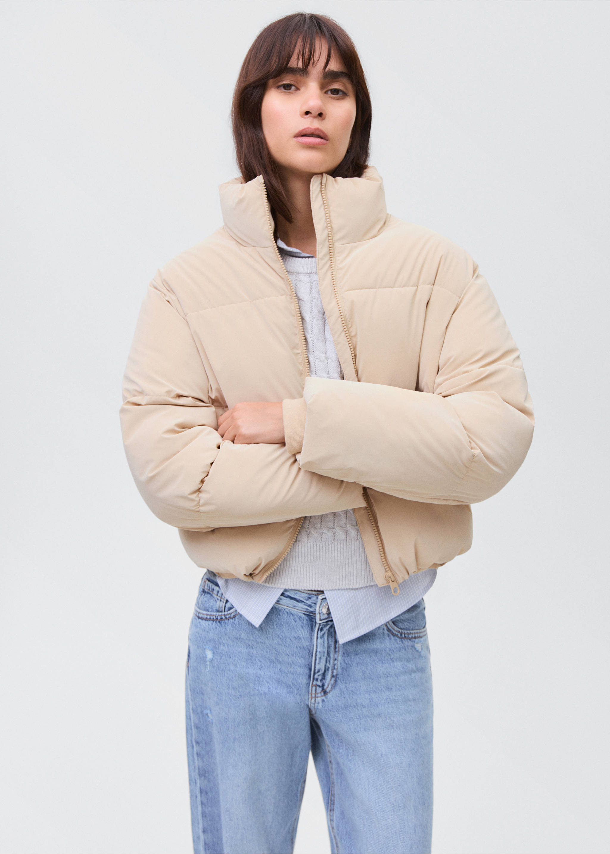 Anorak matelassé doux - Plan moyen, Beige. Ref: 17076325-00.