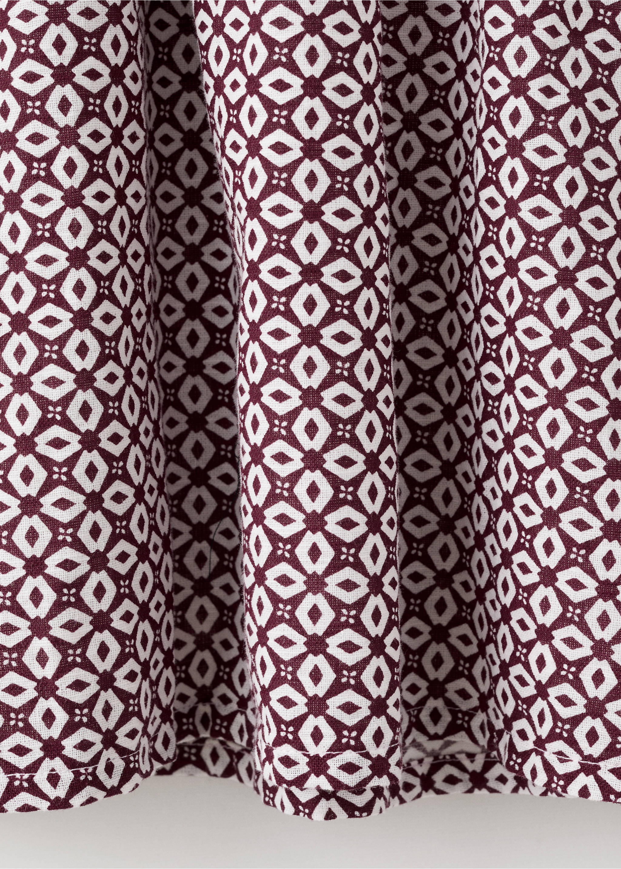 Ruffled printed dress - Details of the article 0, Maroon. Ref: 17076341-00.