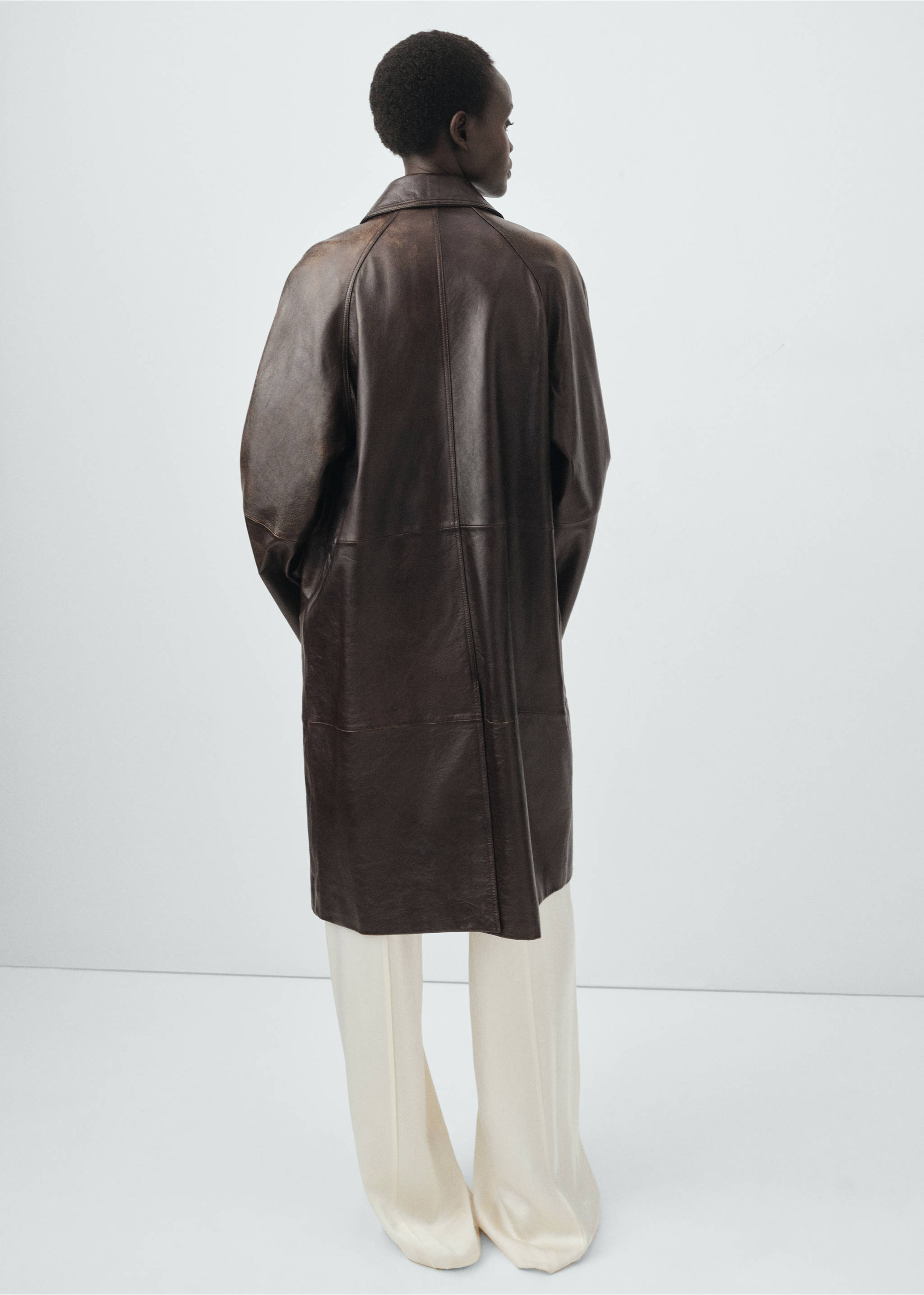 100% leather full-length coat - Reverse of the article, Brown. Ref: 17076343-00.