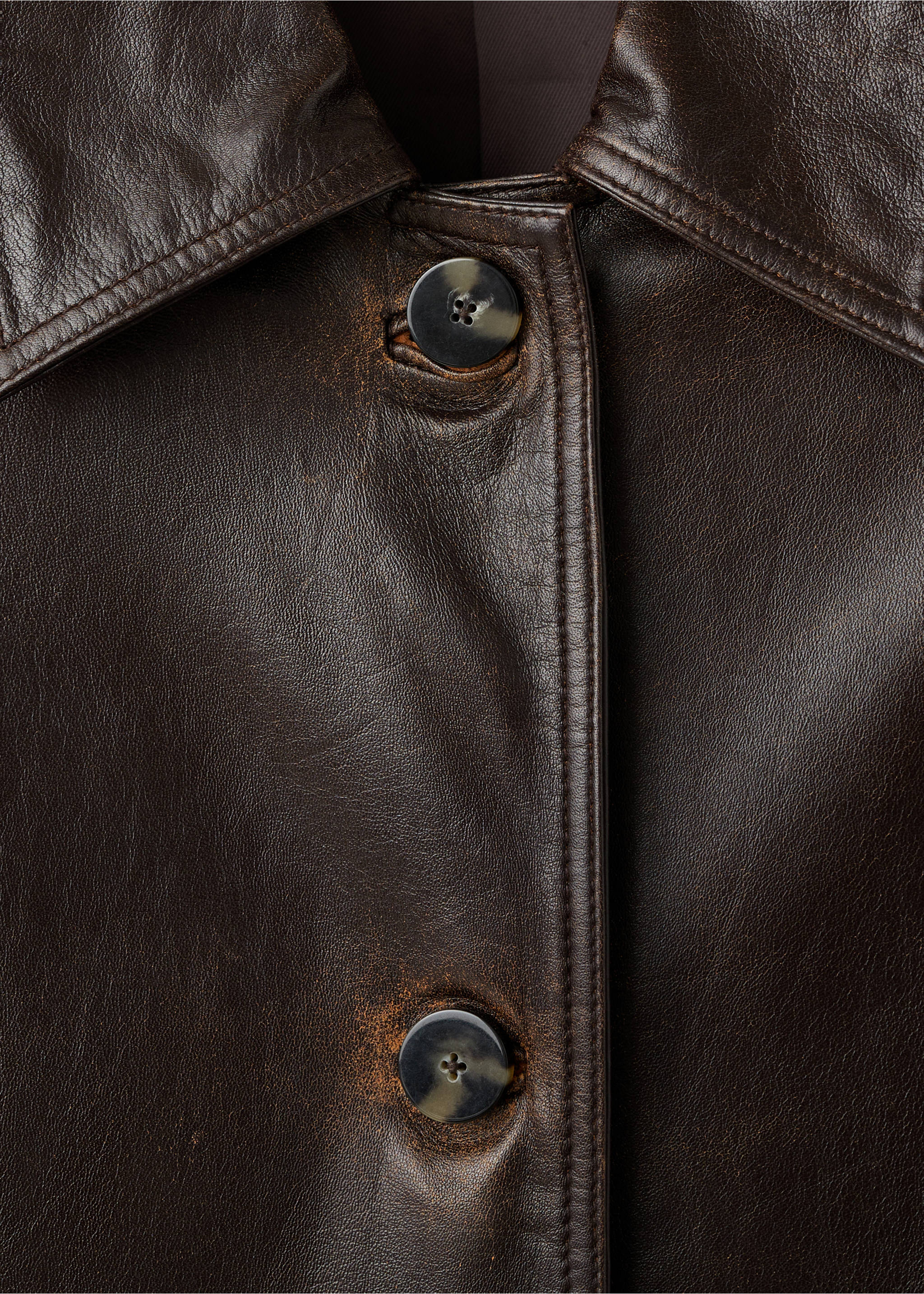 100% leather full-length coat - Details of the article 8, Brown. Ref: 17076343-00.