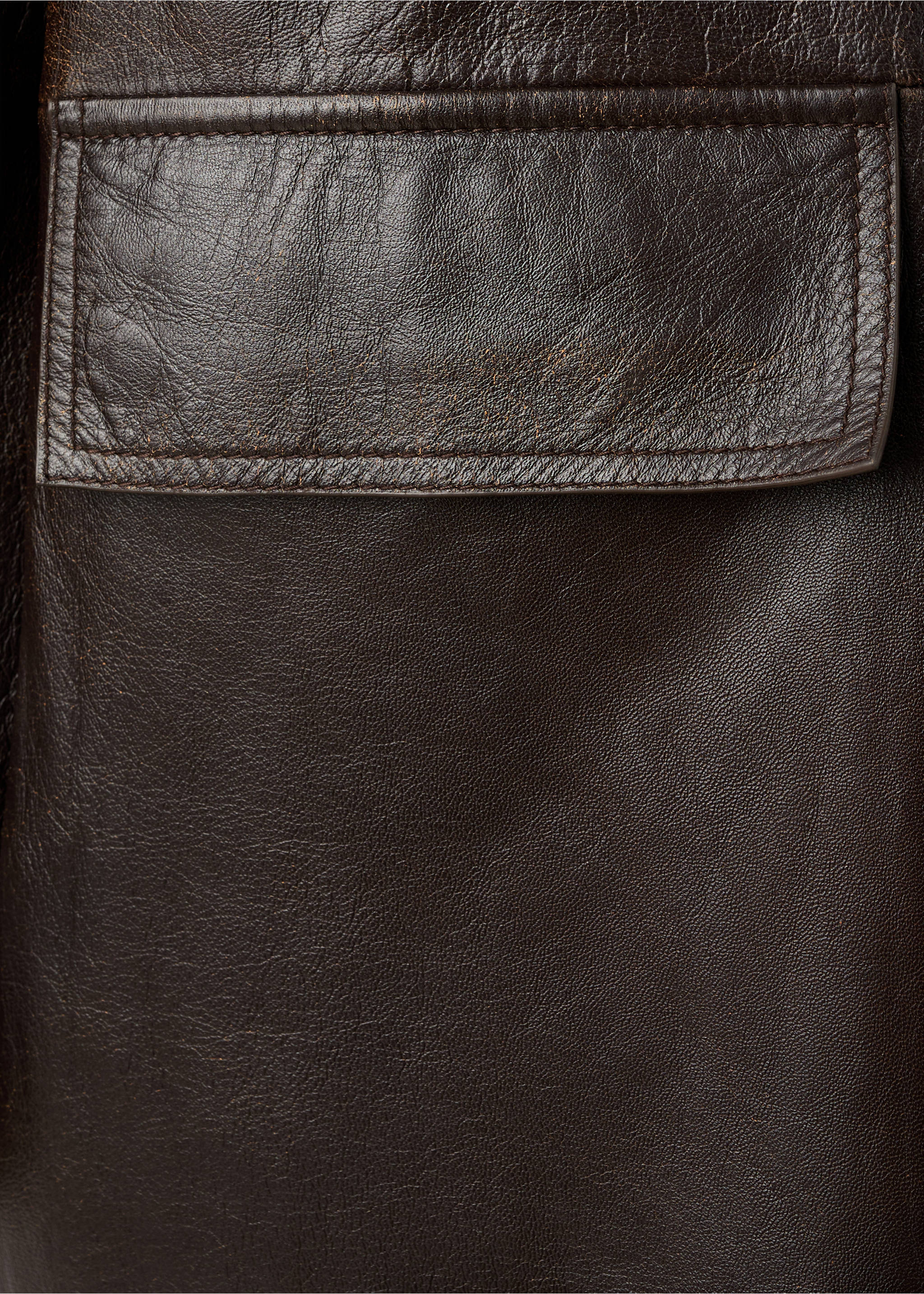 100% leather full-length coat - Details of the article 0, Brown. Ref: 17076343-00.