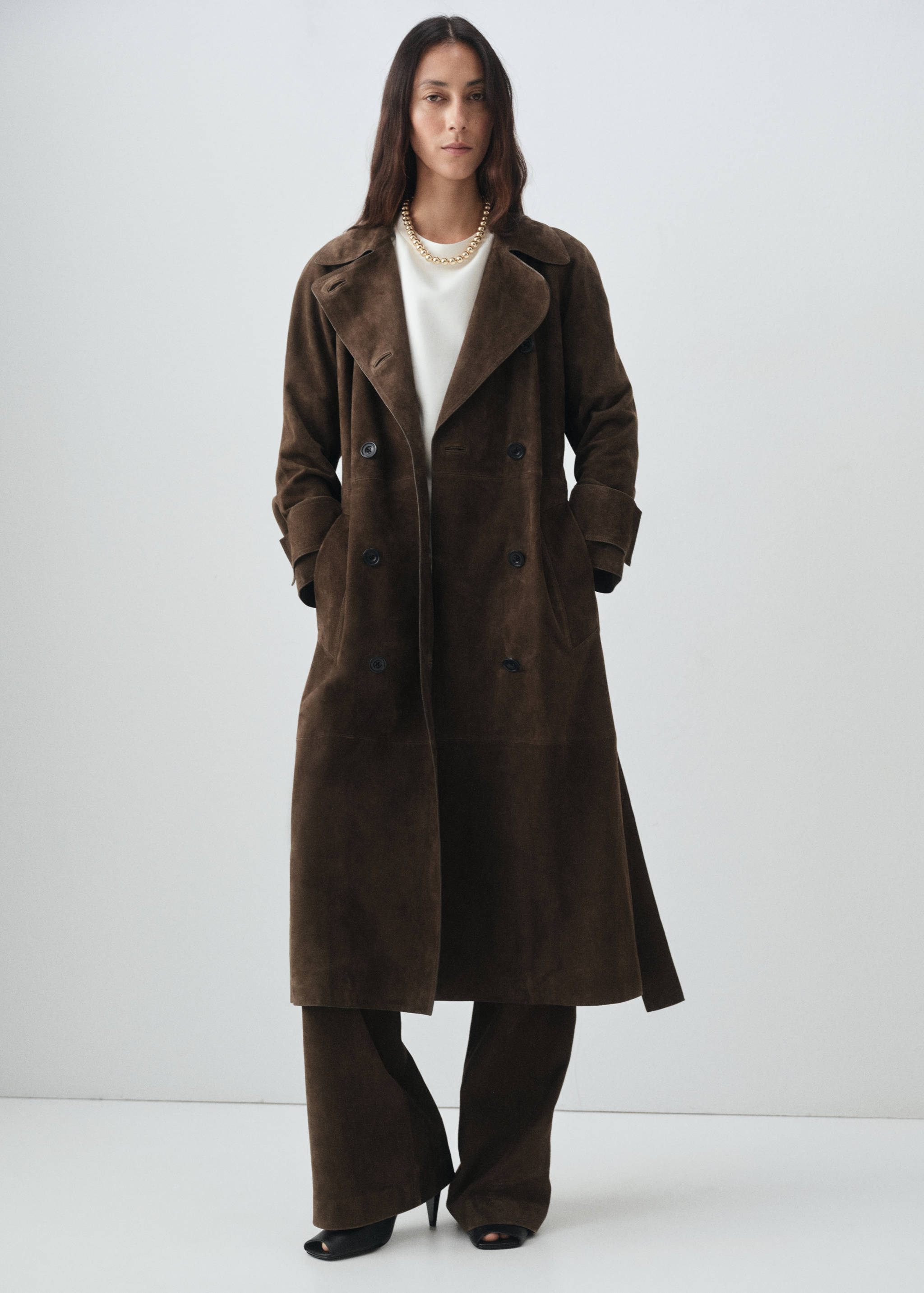 100% suede double-breasted trench coat - General plane