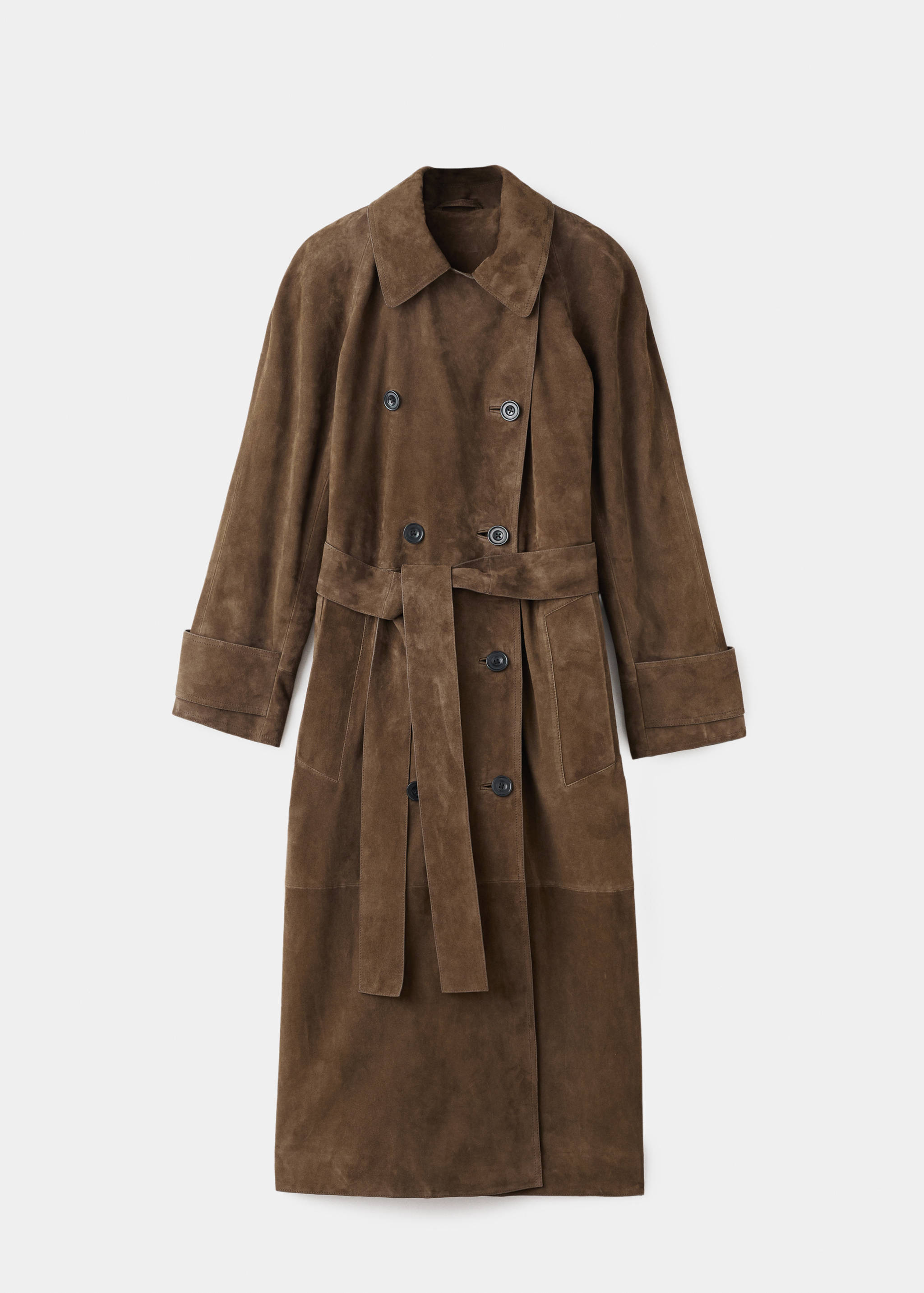 100% suede double-breasted trench coat - Article without model