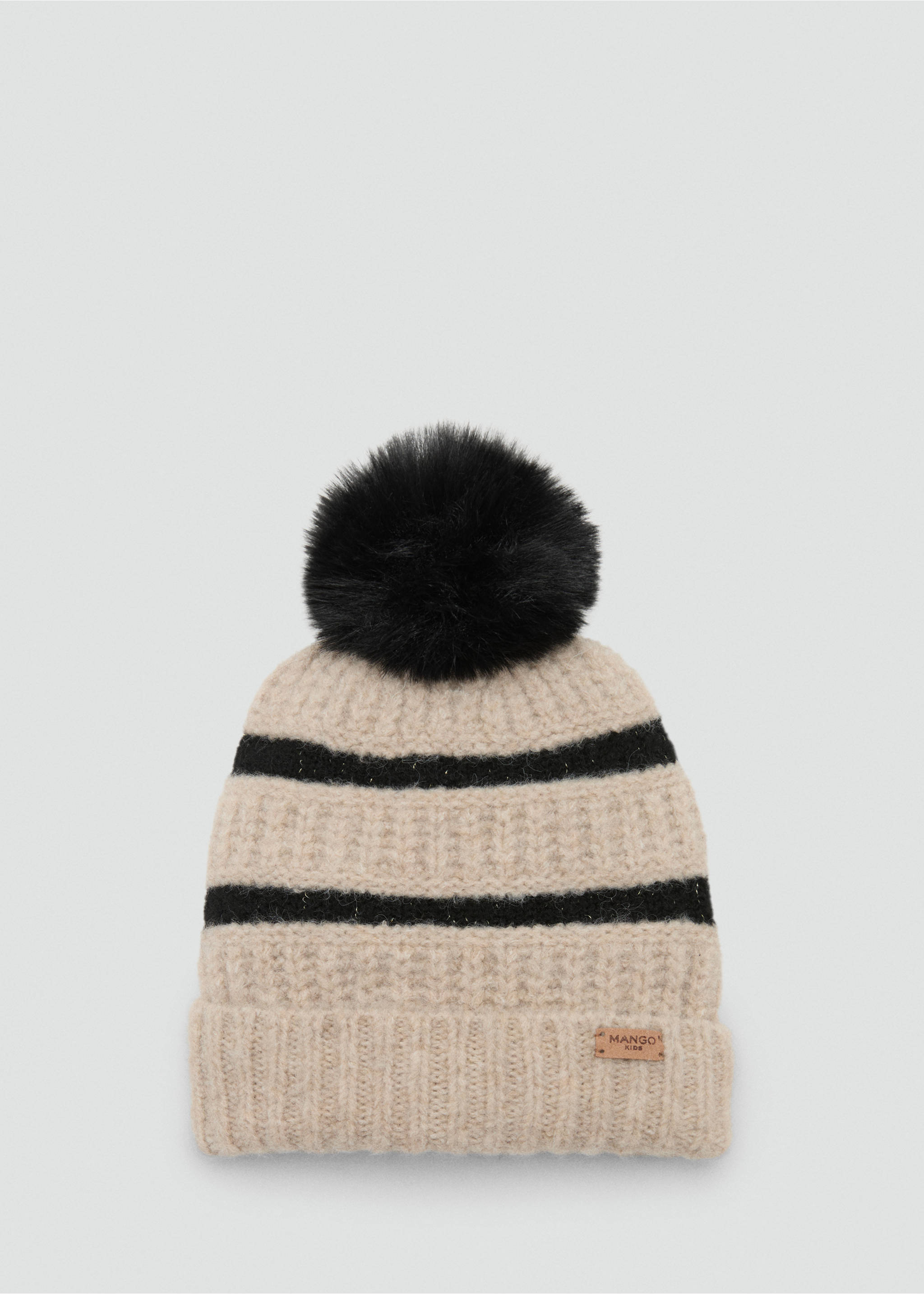 Striped knit hat - Article without model, Sand. Ref: 17076346-00.