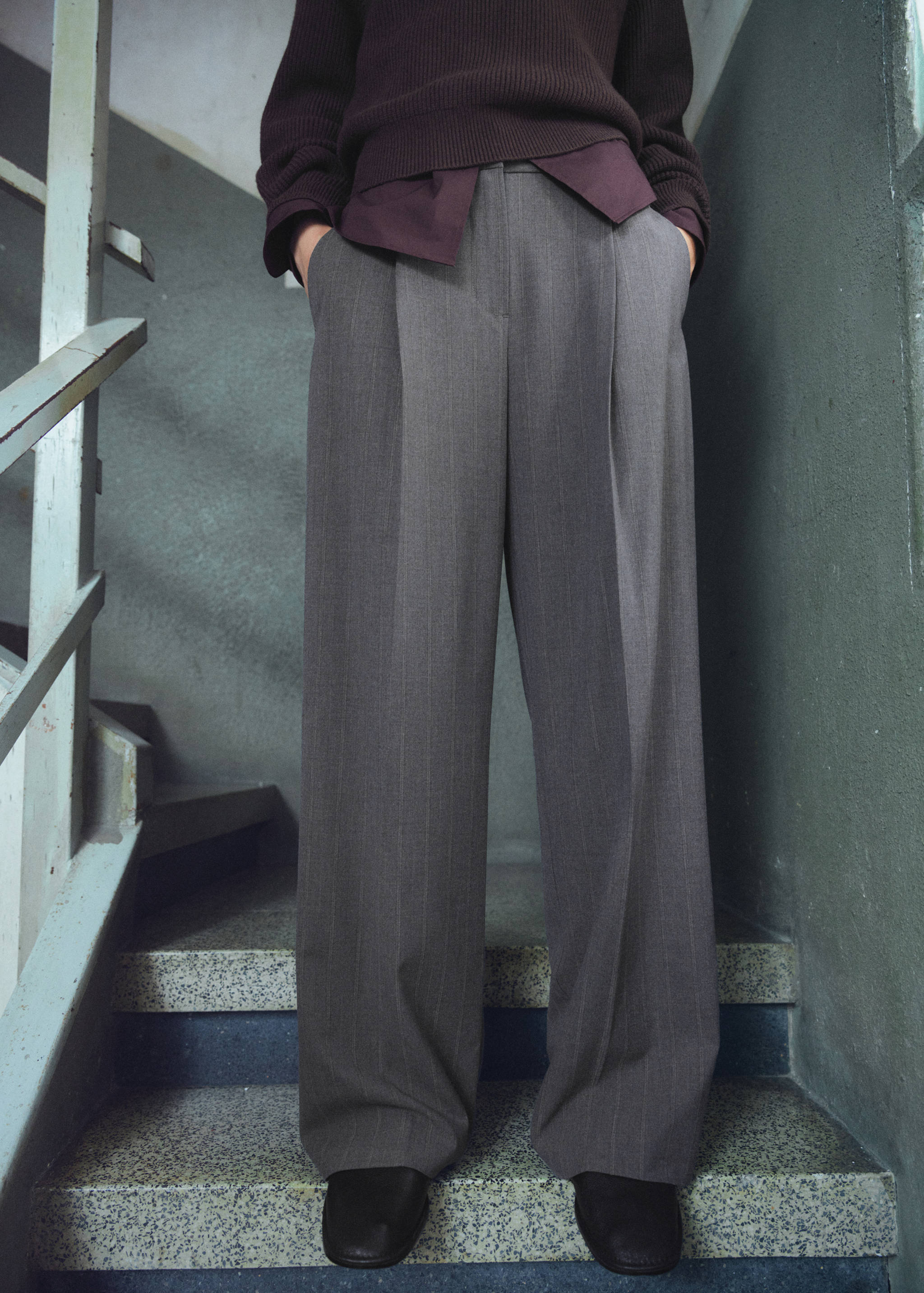 Pleated wide leg trousers - Medium plane