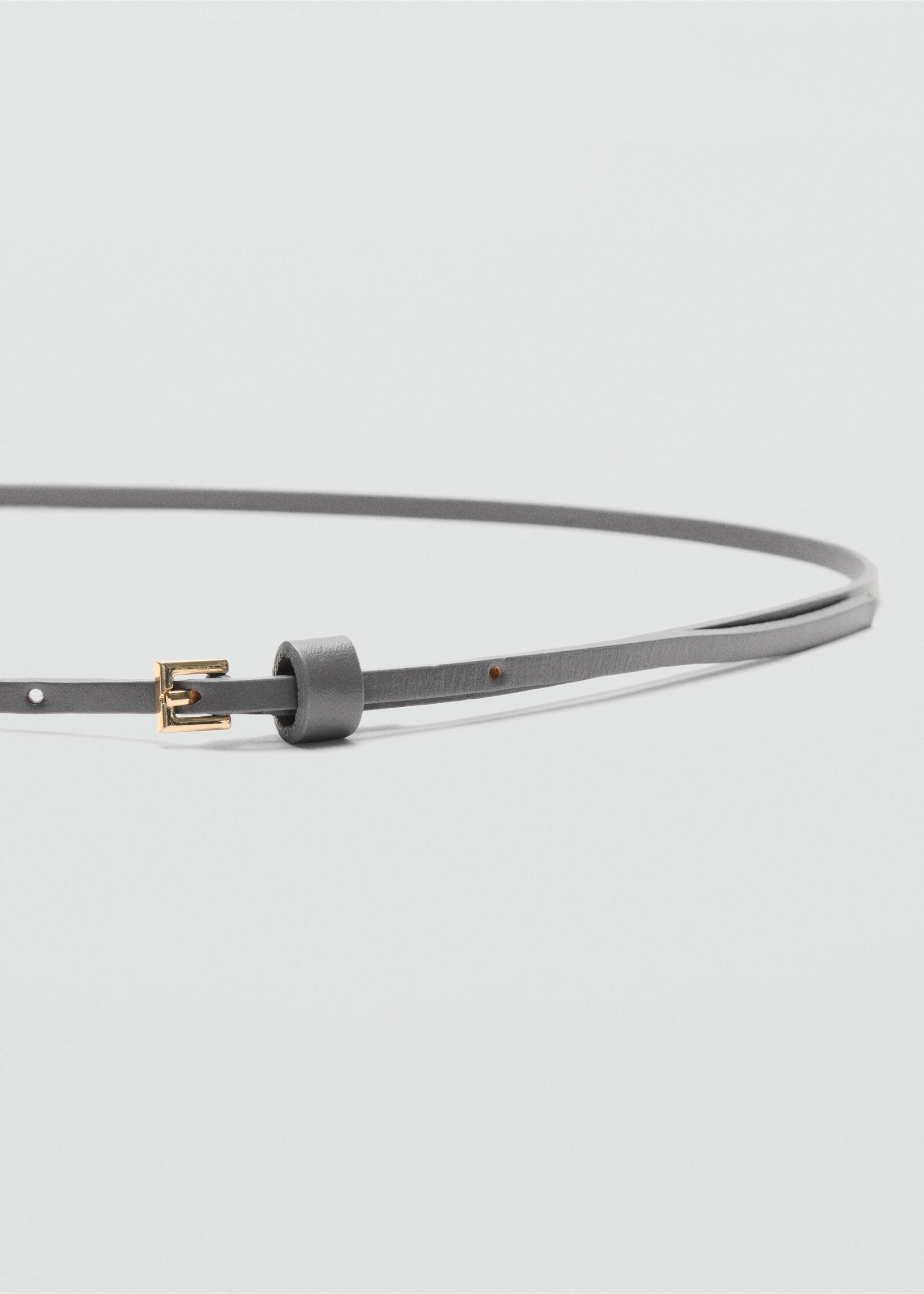 Leather mini-belt - Medium plane, Grey. Ref: 17076353-00.