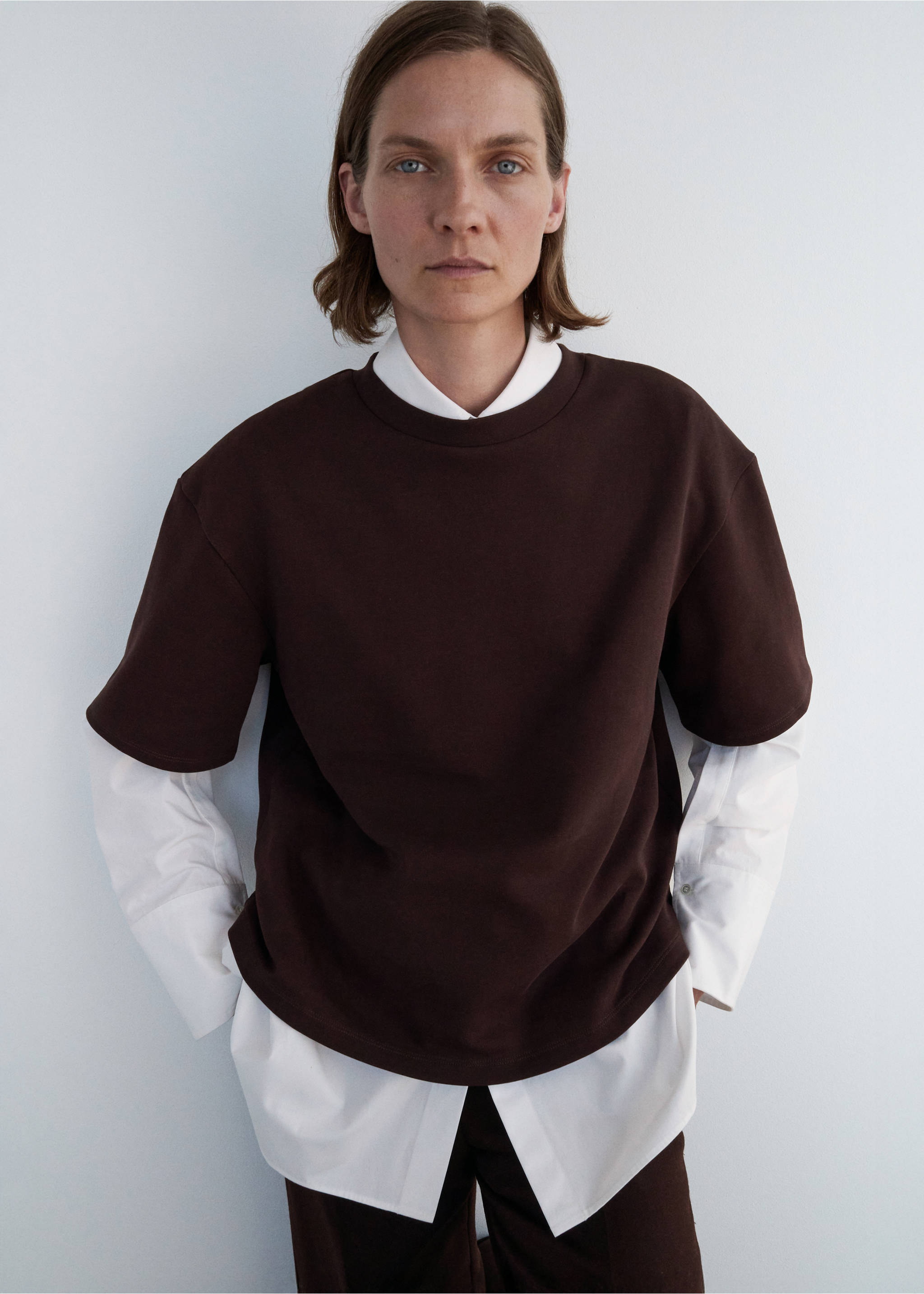 Oversized cotton t-shirt - Medium plane, Brown. Ref: 17076358-00.