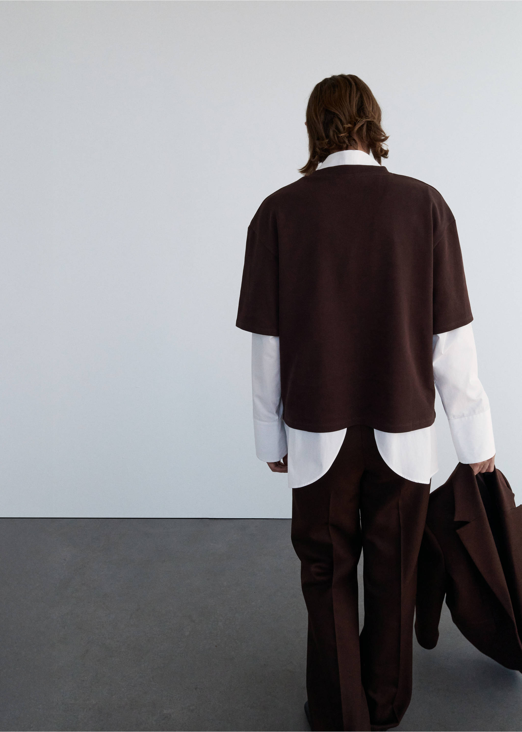 Oversized cotton t-shirt - Reverse of the article, Brown. Ref: 17076358-00.