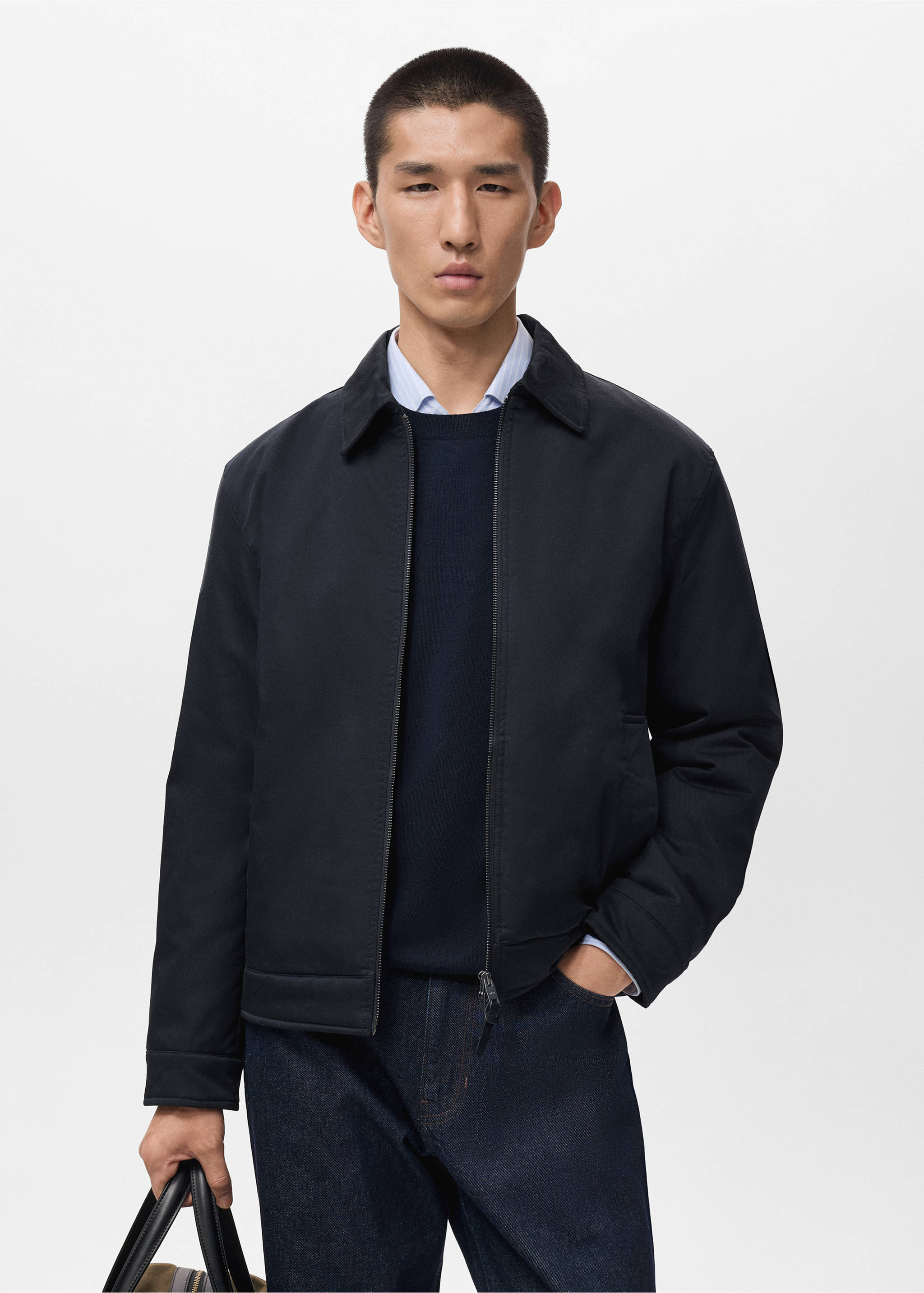 Quilted water repellent jacket - Medium plane, Navy. Ref: 17076720-00.
