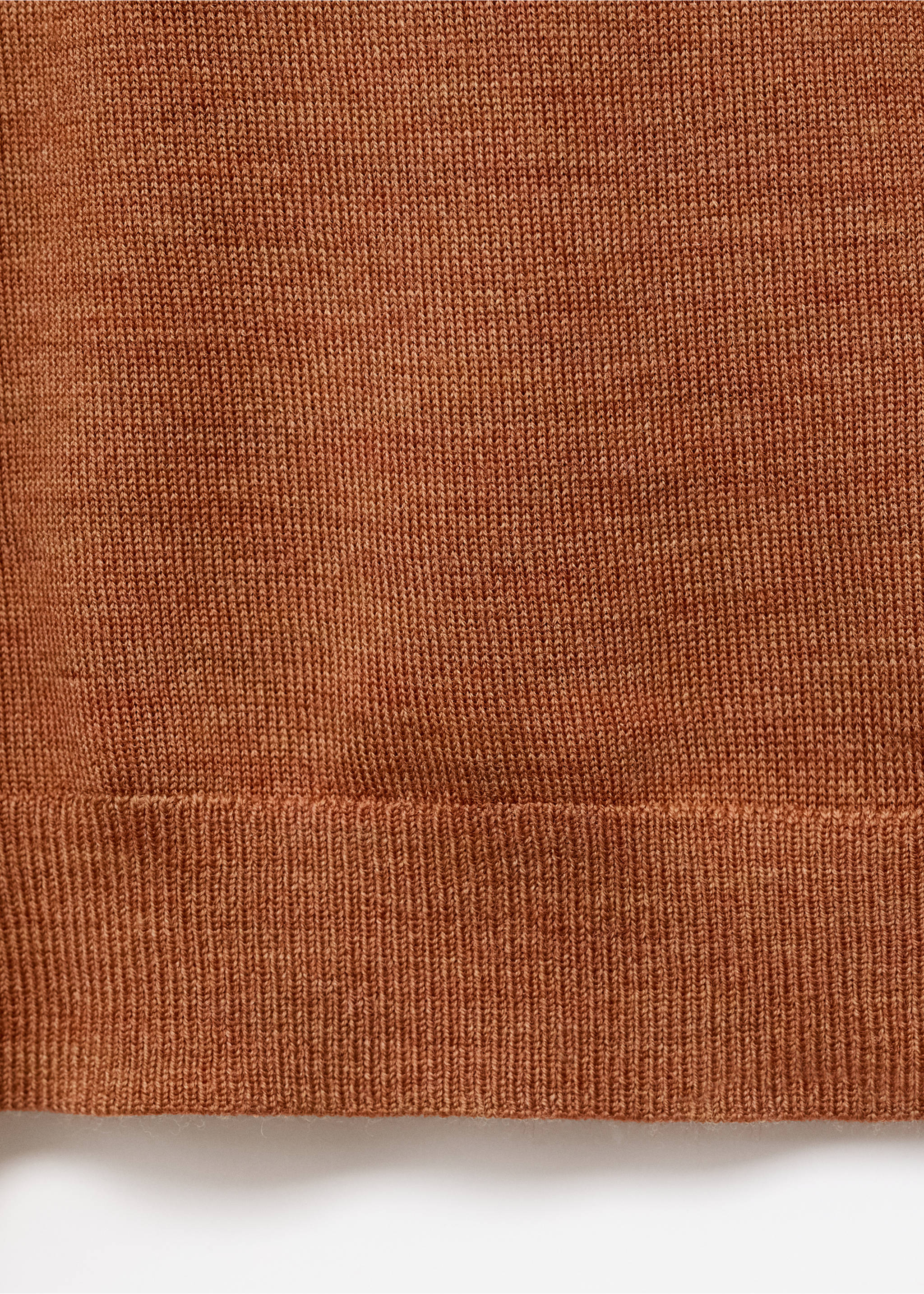 V-neck wool sweater - Details of the article 0, Burnt Orange. Ref: 17076722-00.