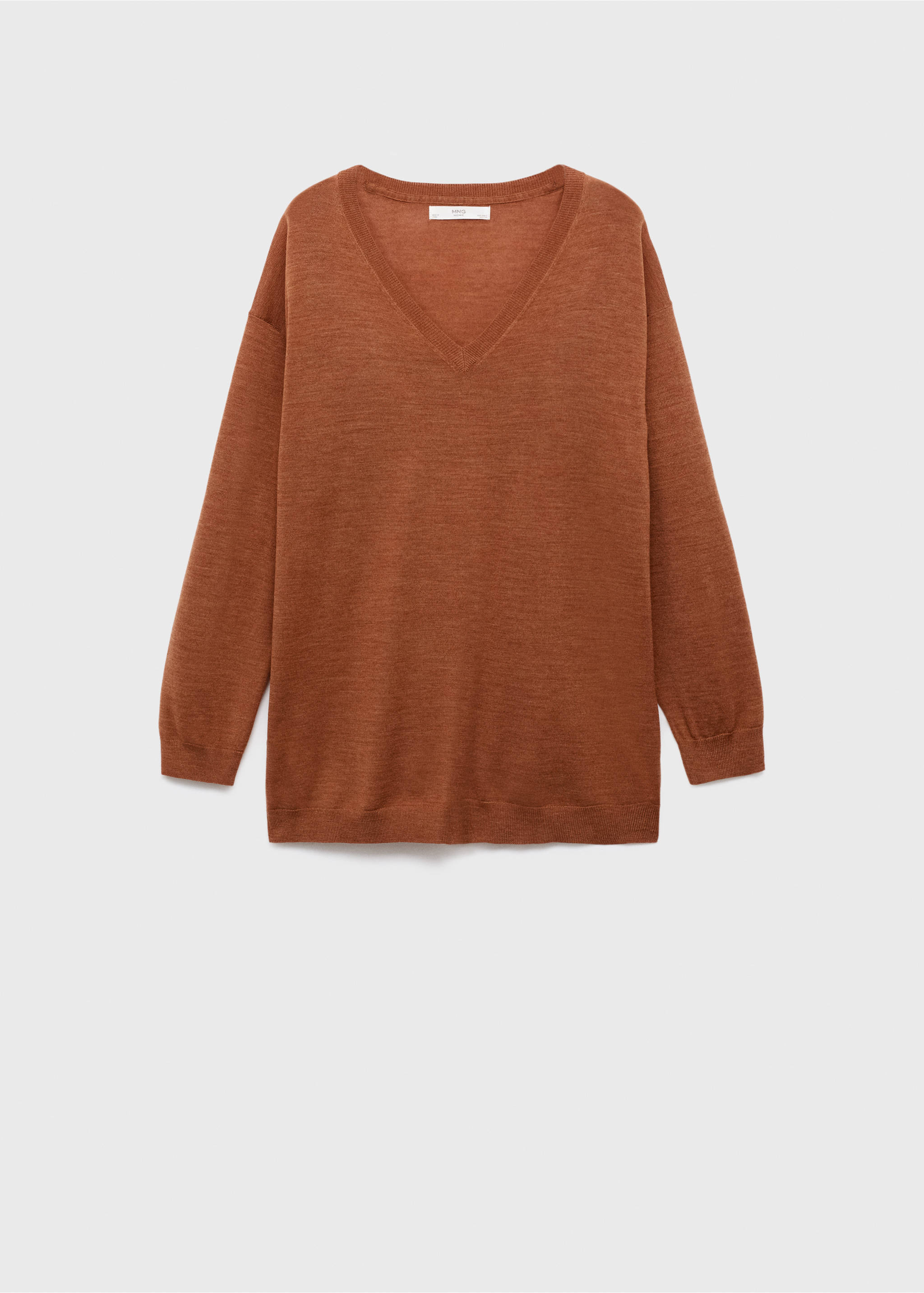V-neck wool sweater - Article without model, Burnt Orange. Ref: 17076722-00.