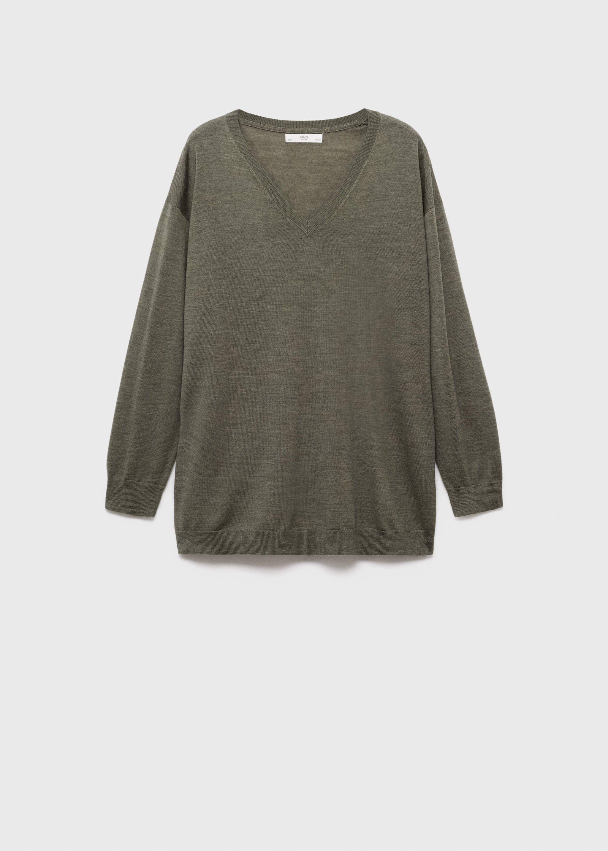 V-neck wool sweater - Article without model, Green. Ref: 17076722-00.