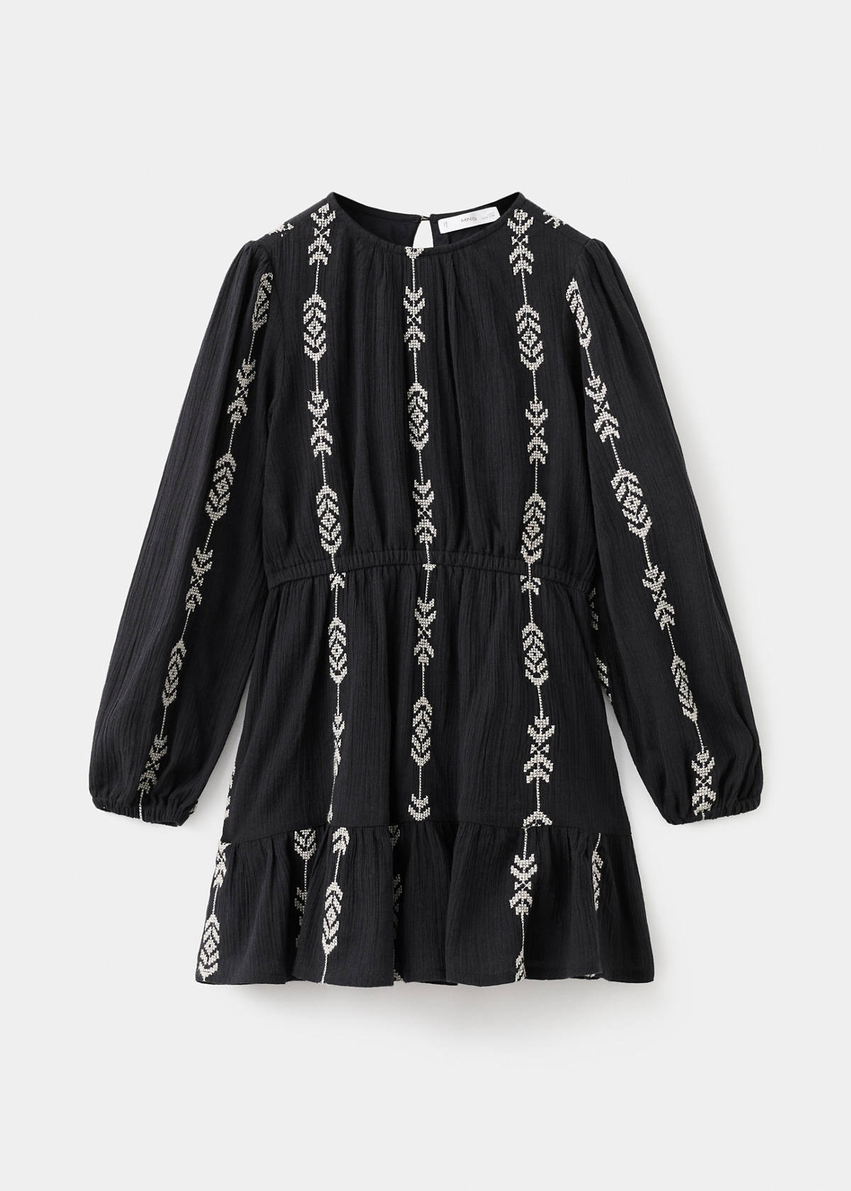 Embroidered flounce dress