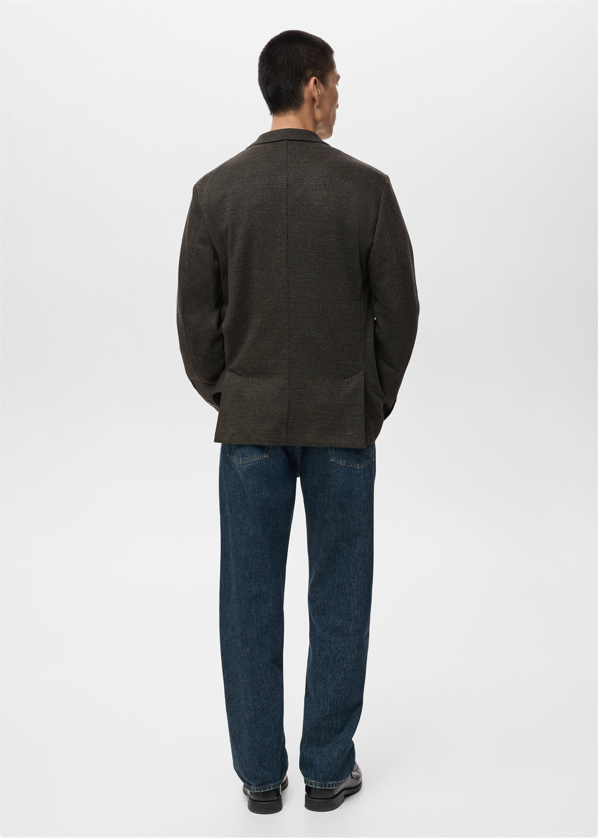 Slim-fit micro-check jacket - Reverse of the article, Khaki. Ref: 17076736-00.