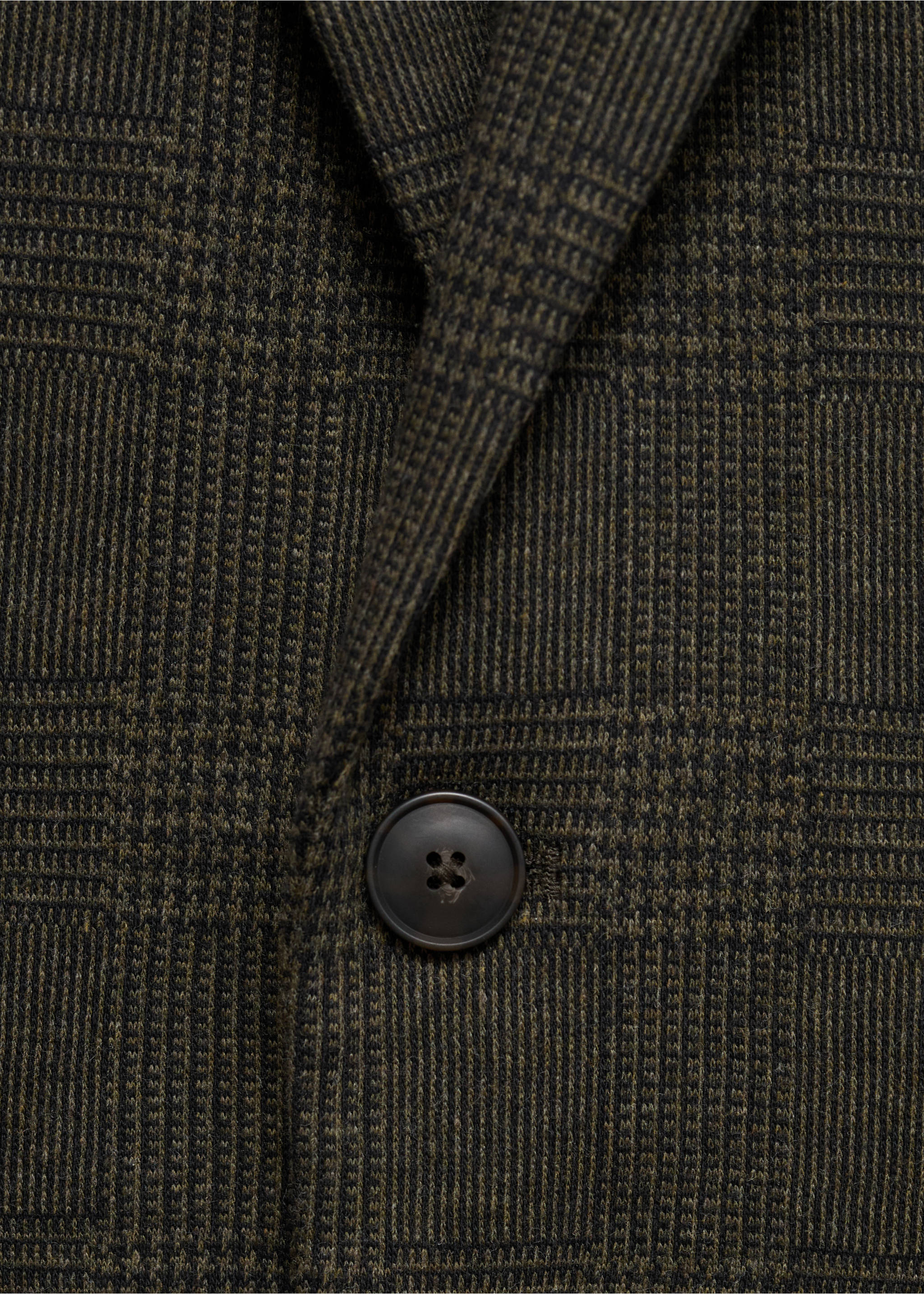 Slim-fit micro-check jacket - Details of the article 8, Khaki. Ref: 17076736-00.
