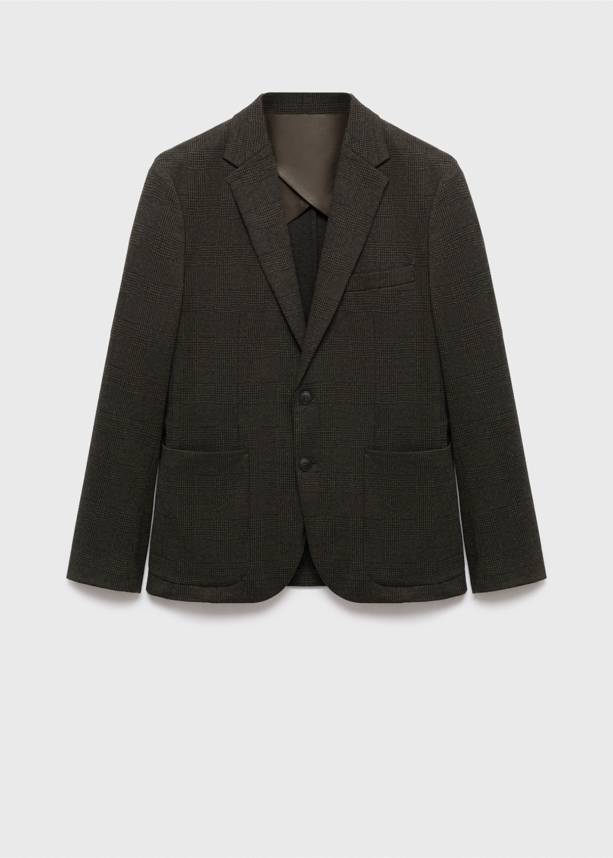 Slim-fit micro-check jacket - Article without model, Khaki. Ref: 17076736-00.