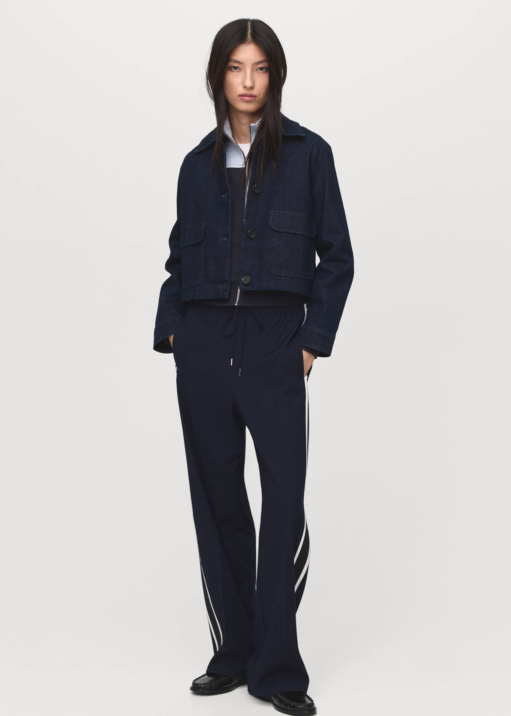 Contrast stripe straight trousers - General plane