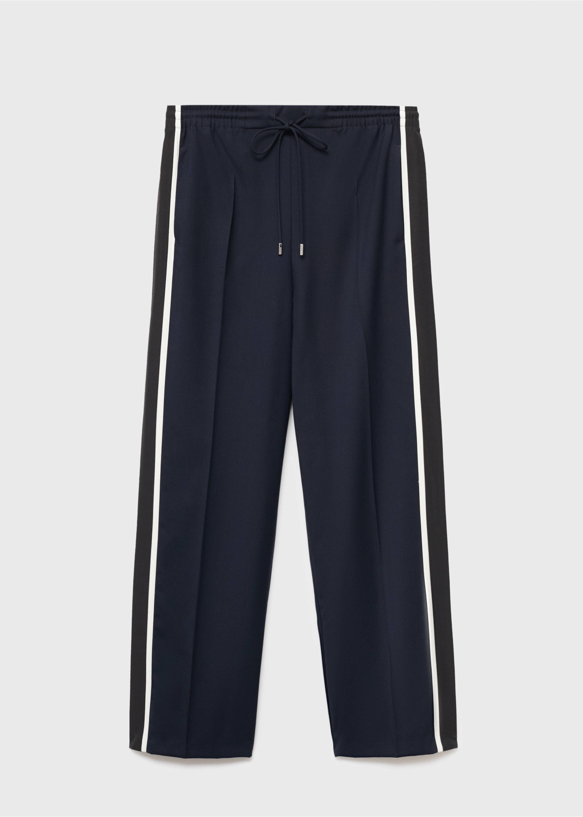 Contrast stripe straight trousers - Article without model, Navy. Ref: 17076737-00.