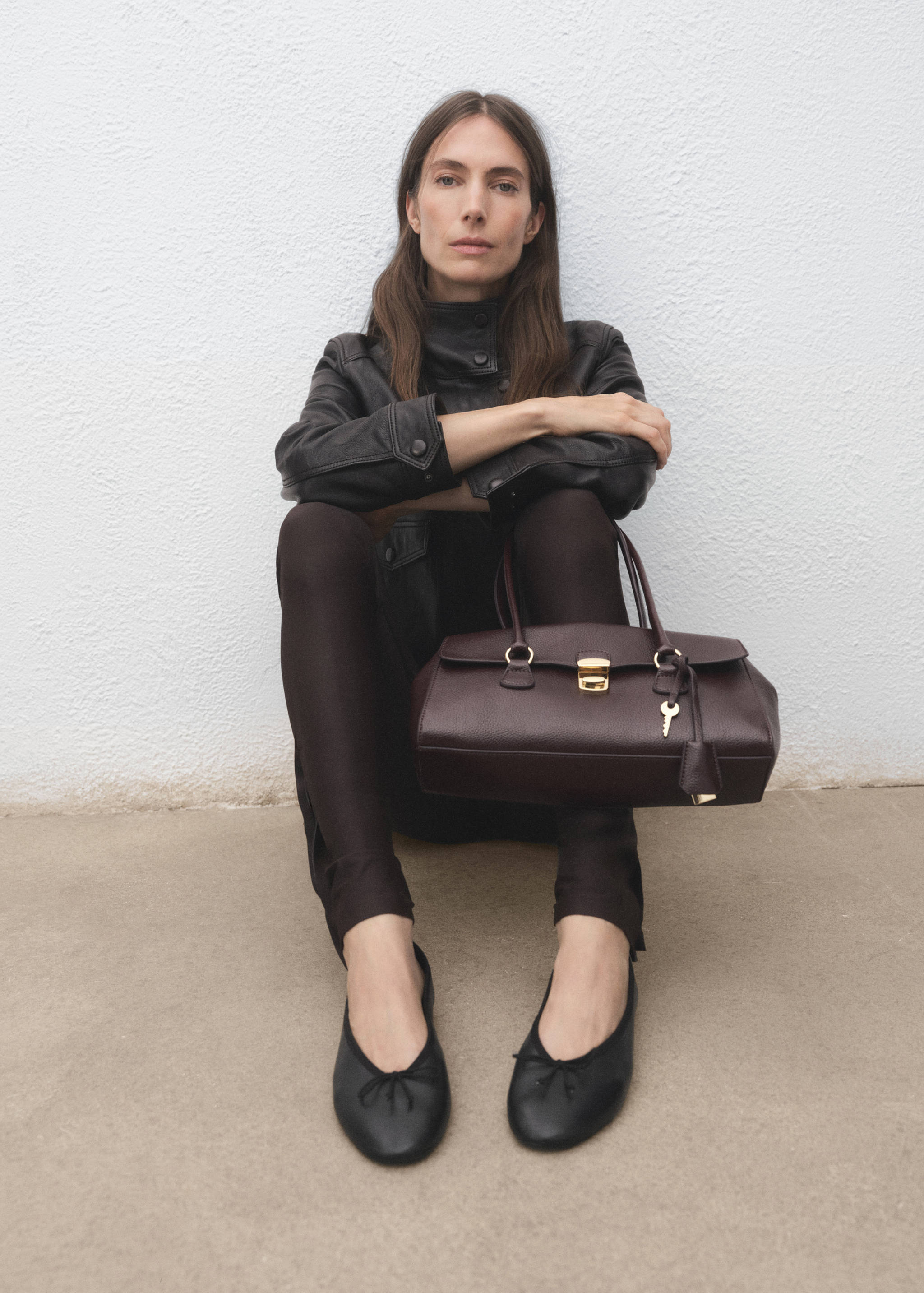 Leather ballet flats with bow - General plane