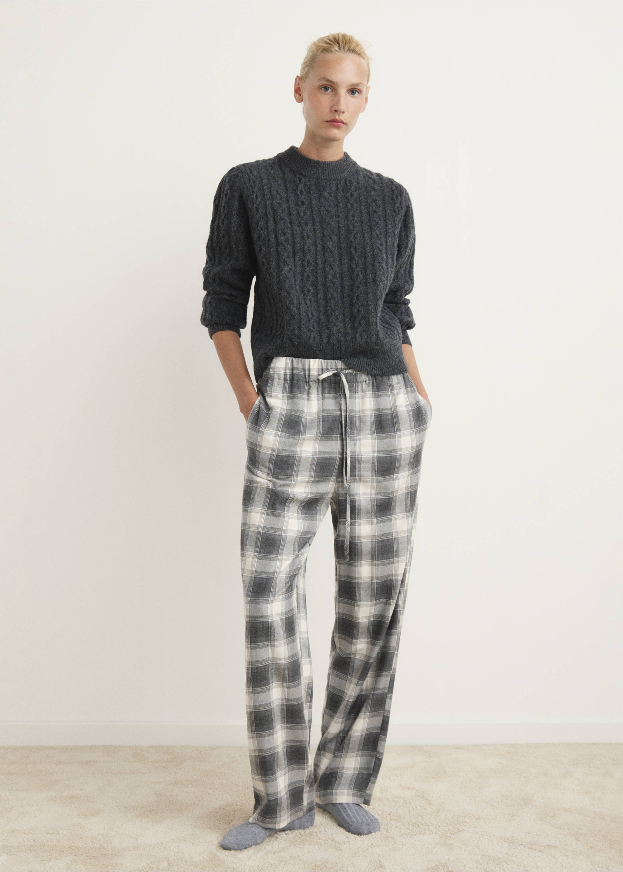 Karierte Flanellhose - Allgemeine Ansicht, Grau. Ref: 17077128-00.