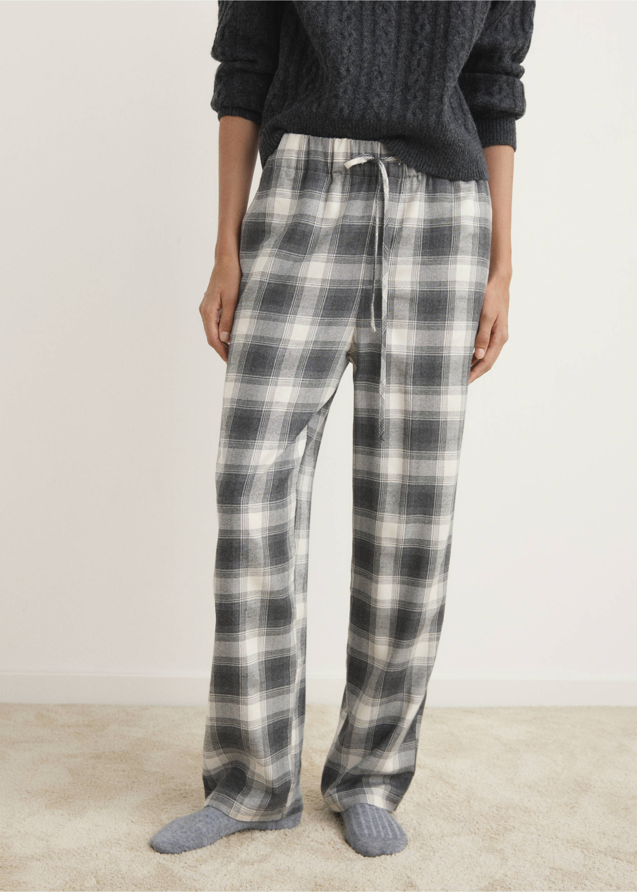 Karierte Flanellhose - Mittlere Ansicht, Grau. Ref: 17077128-00.