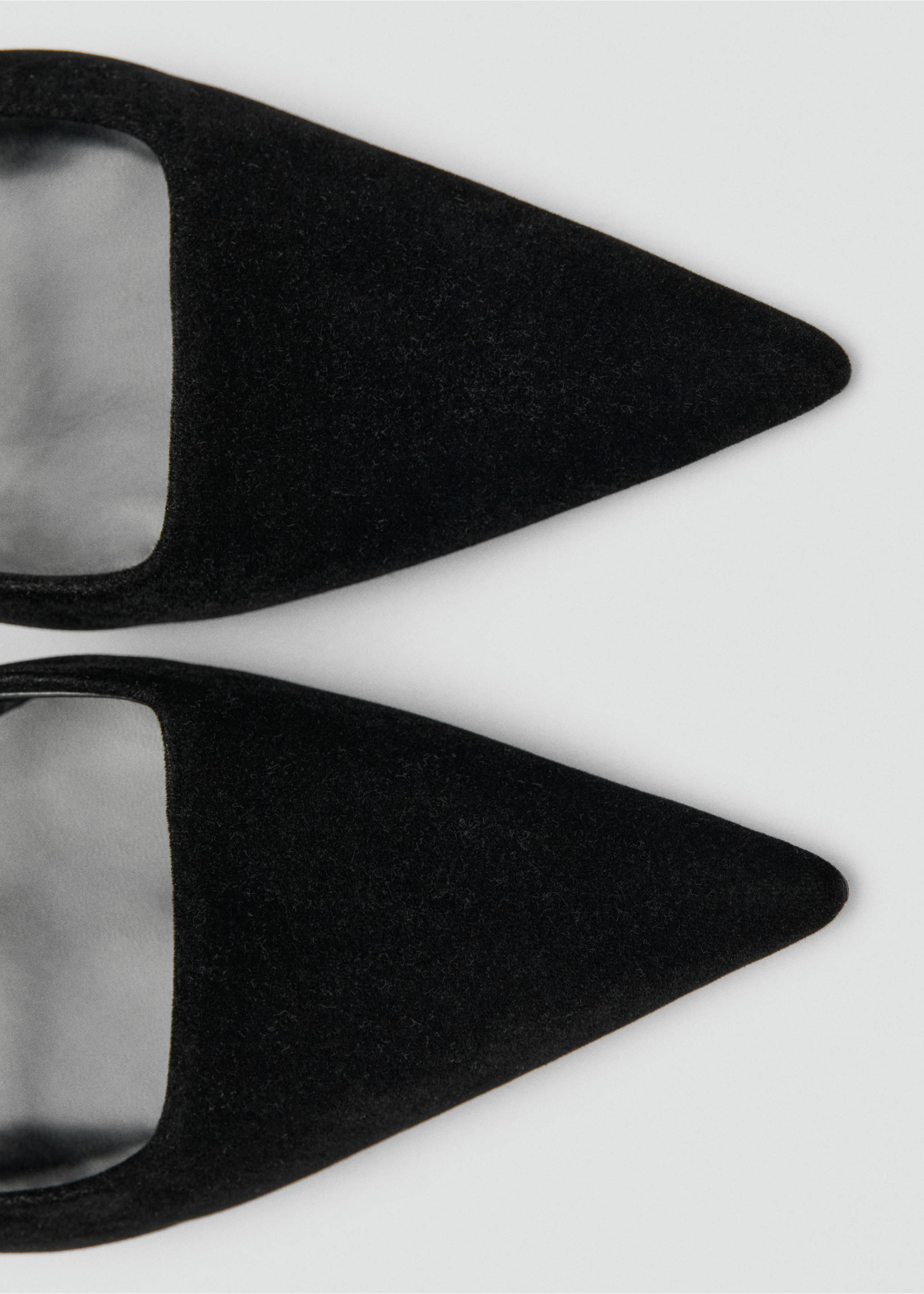 Close-up of black textured pointed-toe shoes., Black. Ref: 17077760-00.