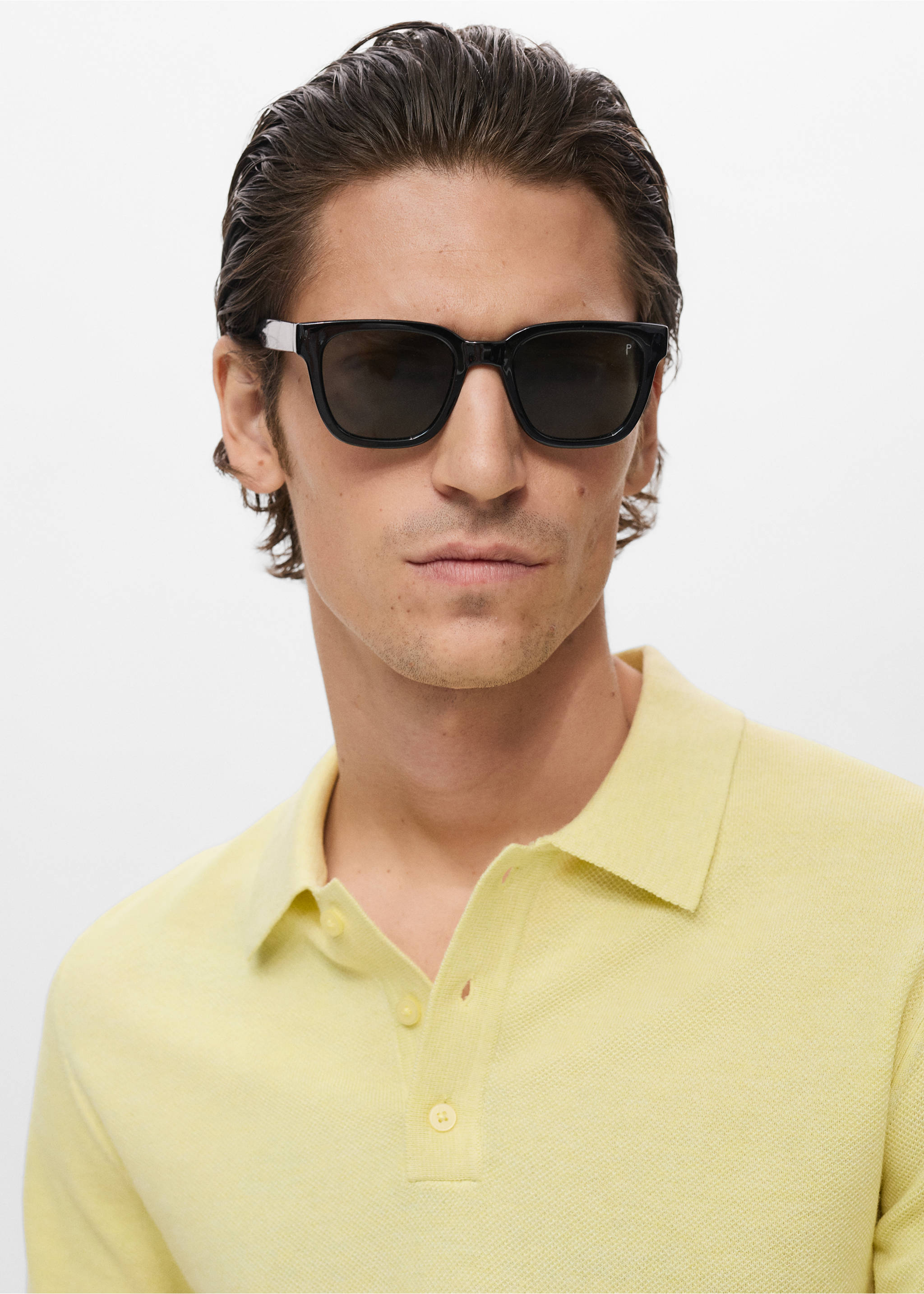 Slim-Fit-Strick-T-Shirt mit Struktur - Detail des Artikels 1, Neongelb. Ref: 17077761-00.