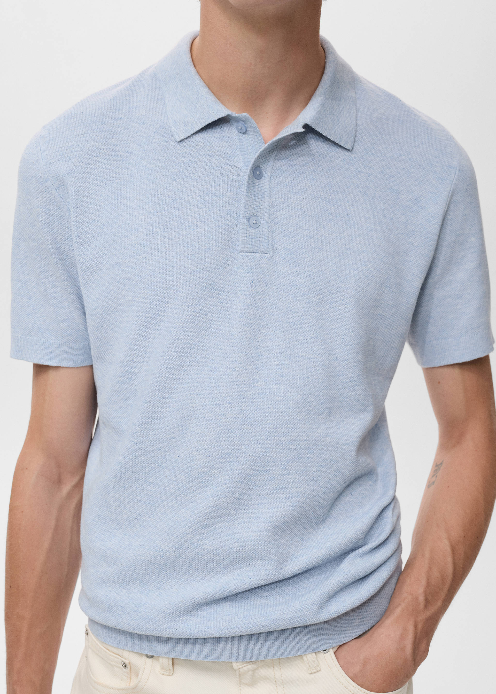 Structured knitted slim-fit polo shirt - Details of the article 6