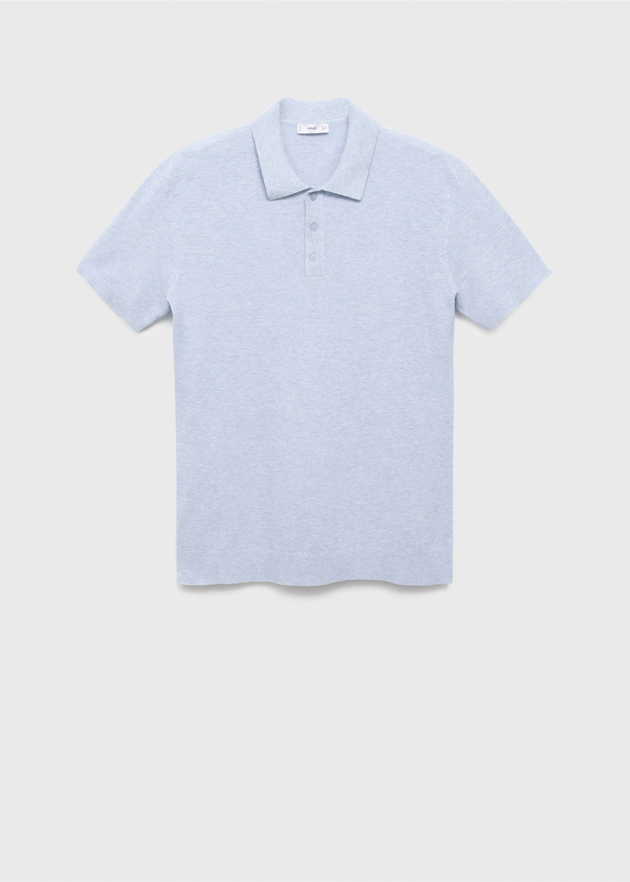 Structured knitted slim-fit polo shirt - Article without model, Aqua Green. Ref: 17077761-00.