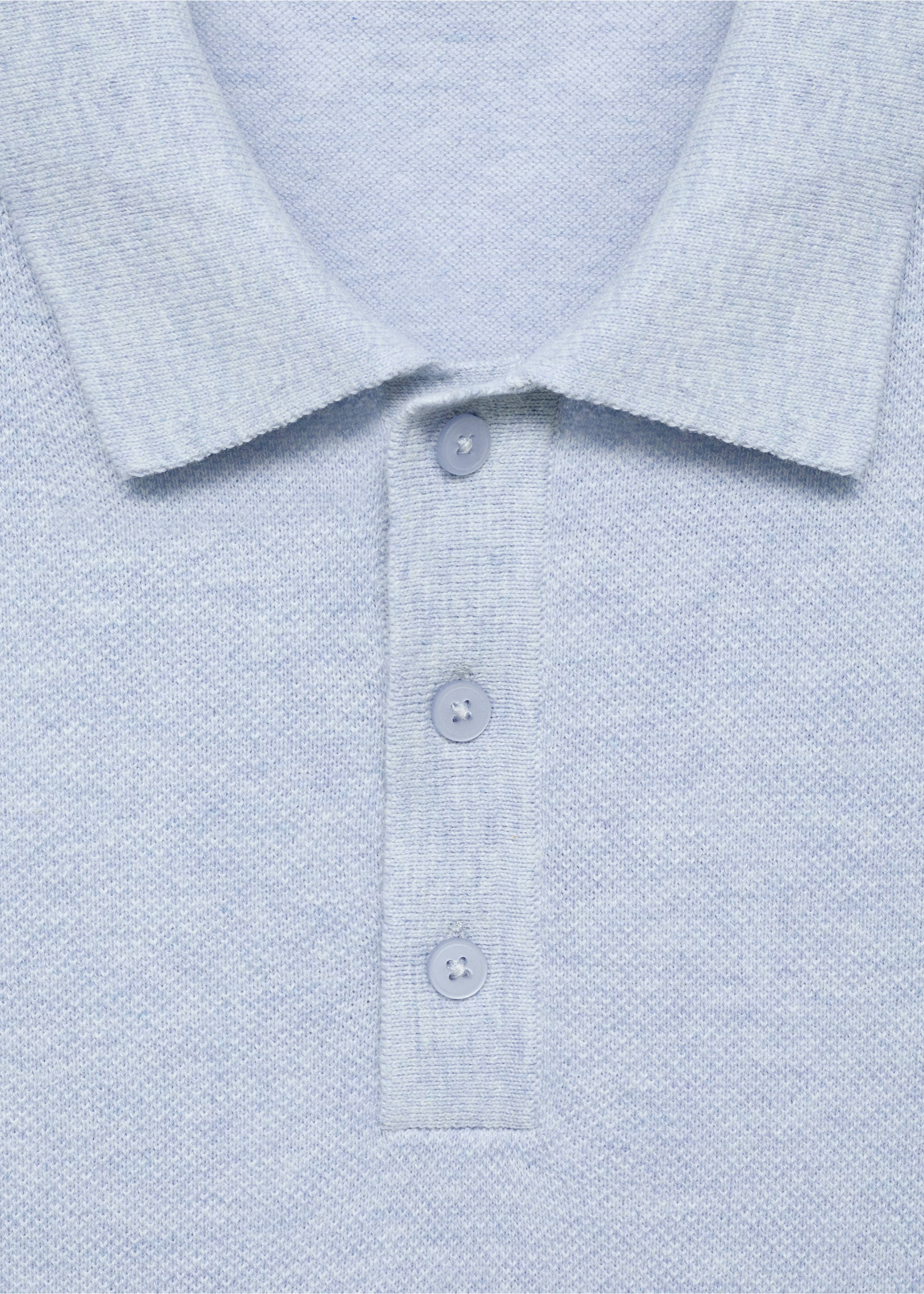 Structured knitted slim-fit polo shirt - Details of the article 8, Aqua Green. Ref: 17077761-00.