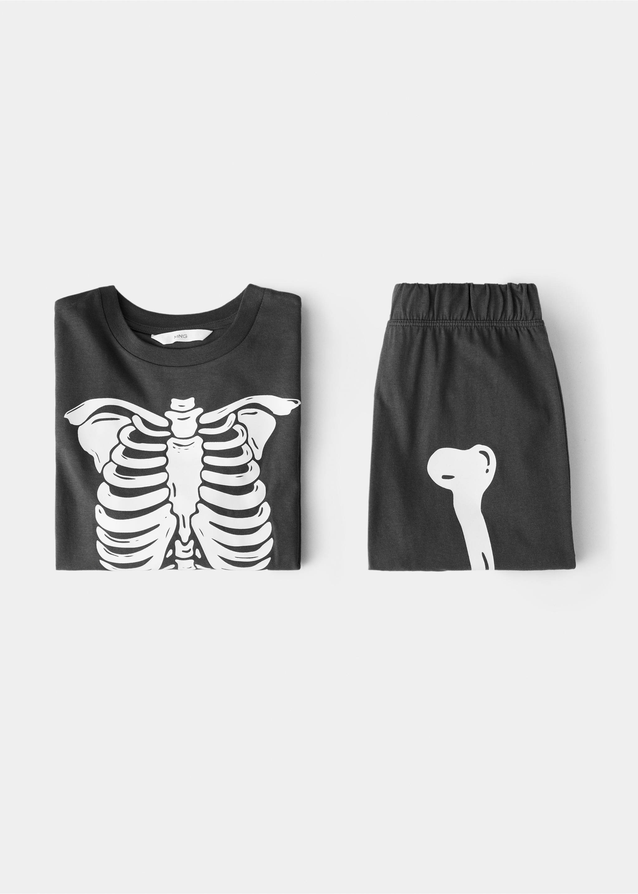 Glow in the dark skeleton pyjama - Details of the article 0, Charcoal. Ref: 17077763-00.