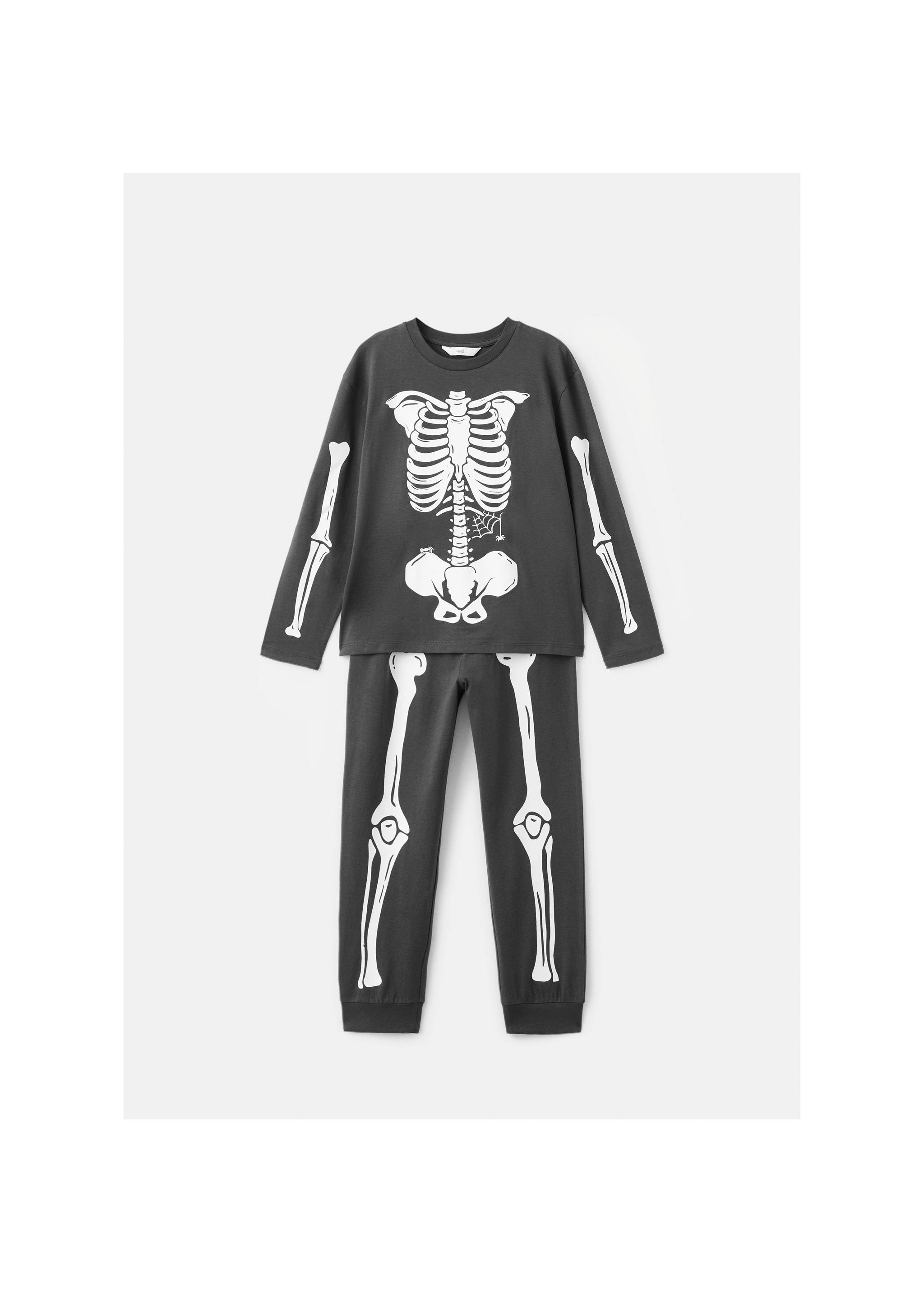 Glow in the dark skeleton pyjama - Details of the article 9, Charcoal. Ref: 17077763-00.