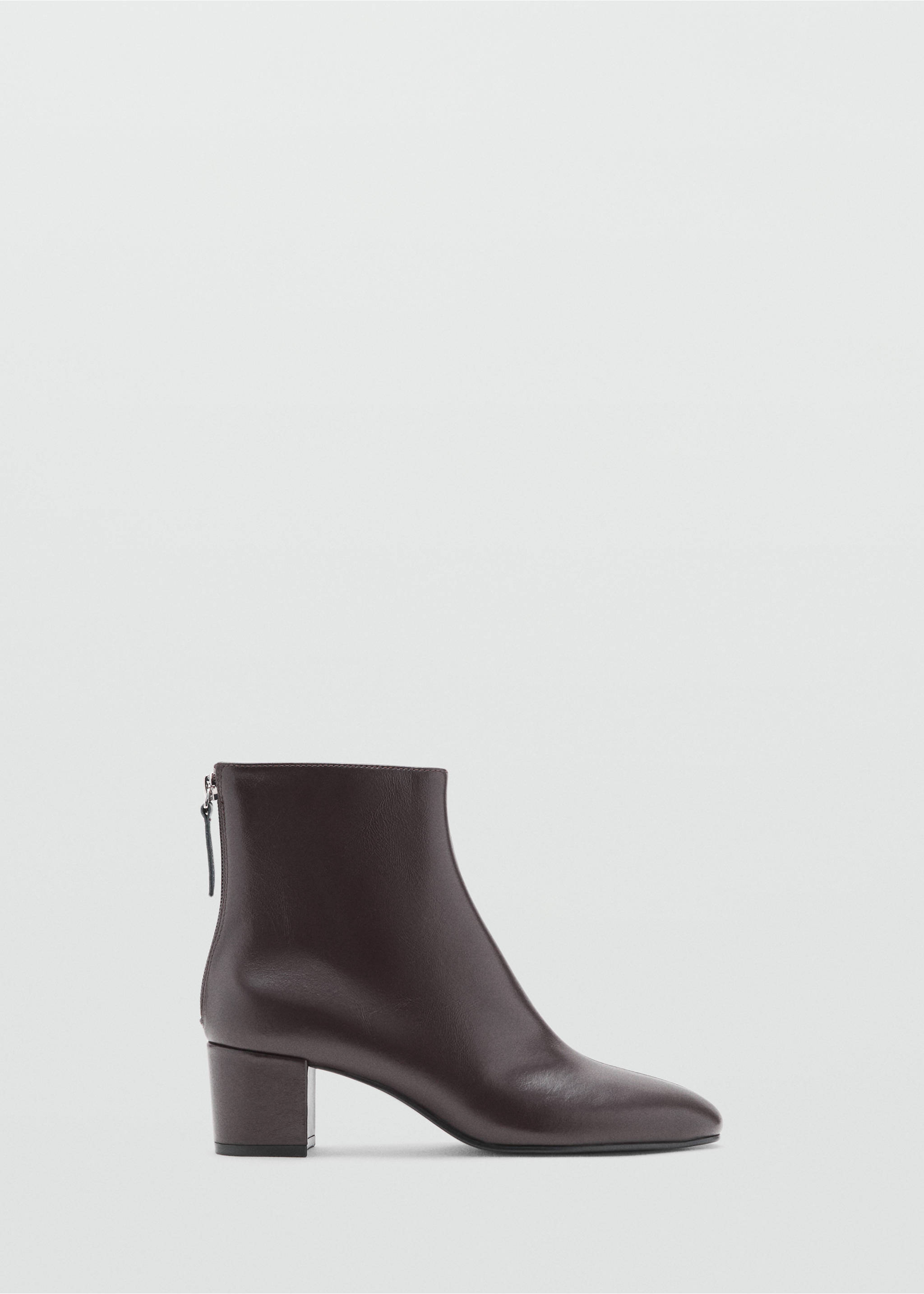 Leather ankle boots with block heel - Article without model, Chocolate. Ref: 17077776-00.