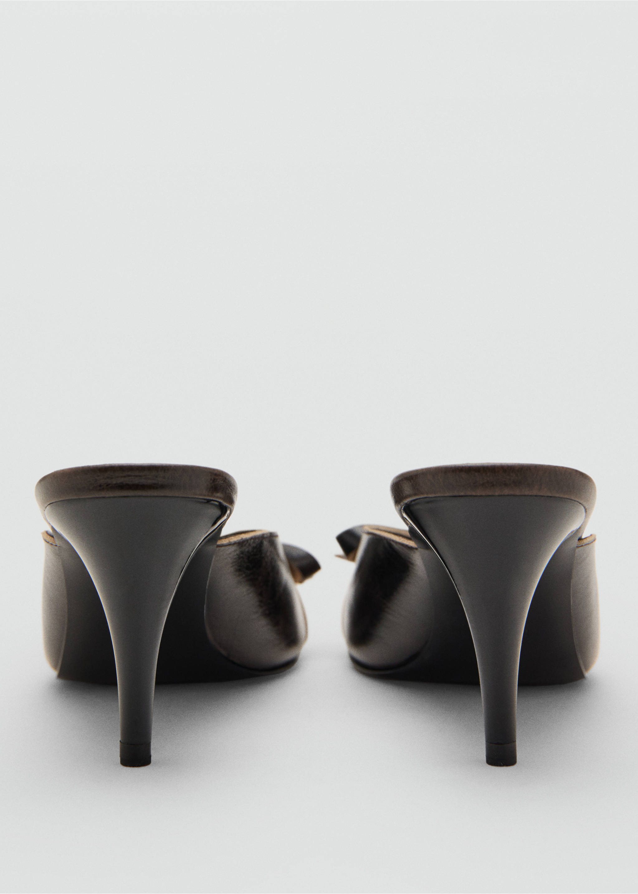 Leather high-heeled sandals with bow - Details of the article 3, Brown. Ref: 17077781-00.