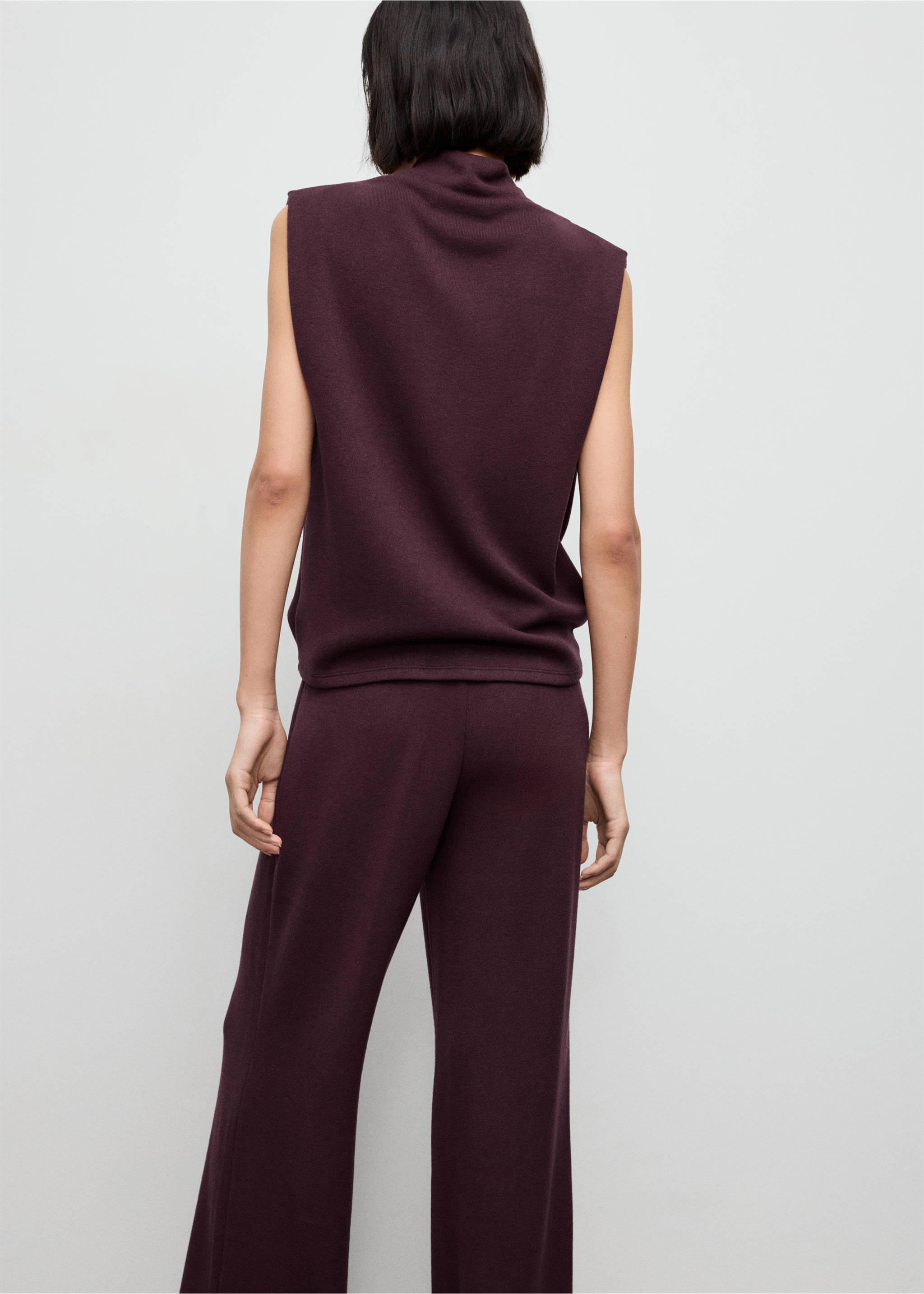 Draped neck top - Reverse of the article, Burgundy. Ref: 17077802-00.