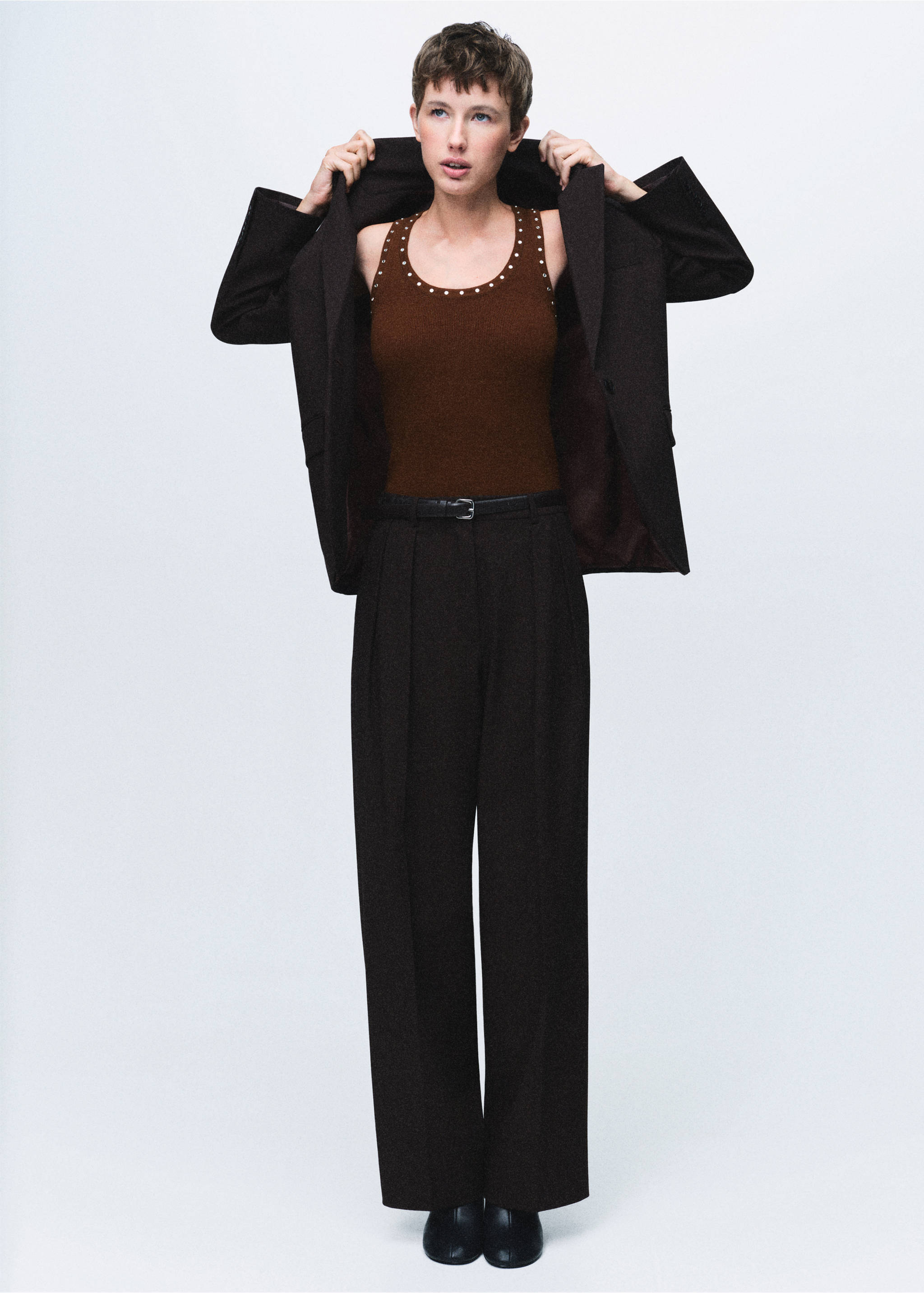 Knitted top with studs - General plane, Brown. Ref: 17077812-00.