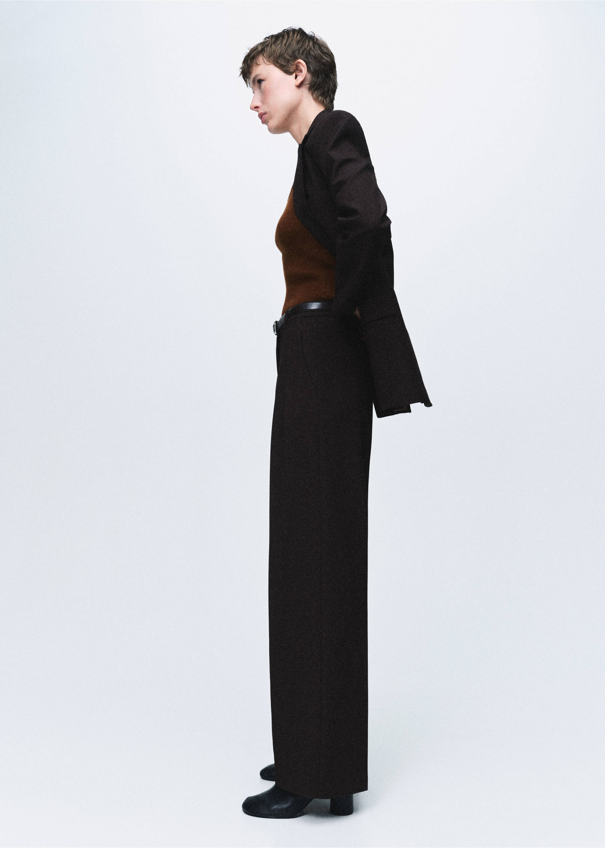 Knitted top with studs - Details of the article 2, Brown. Ref: 17077812-00.