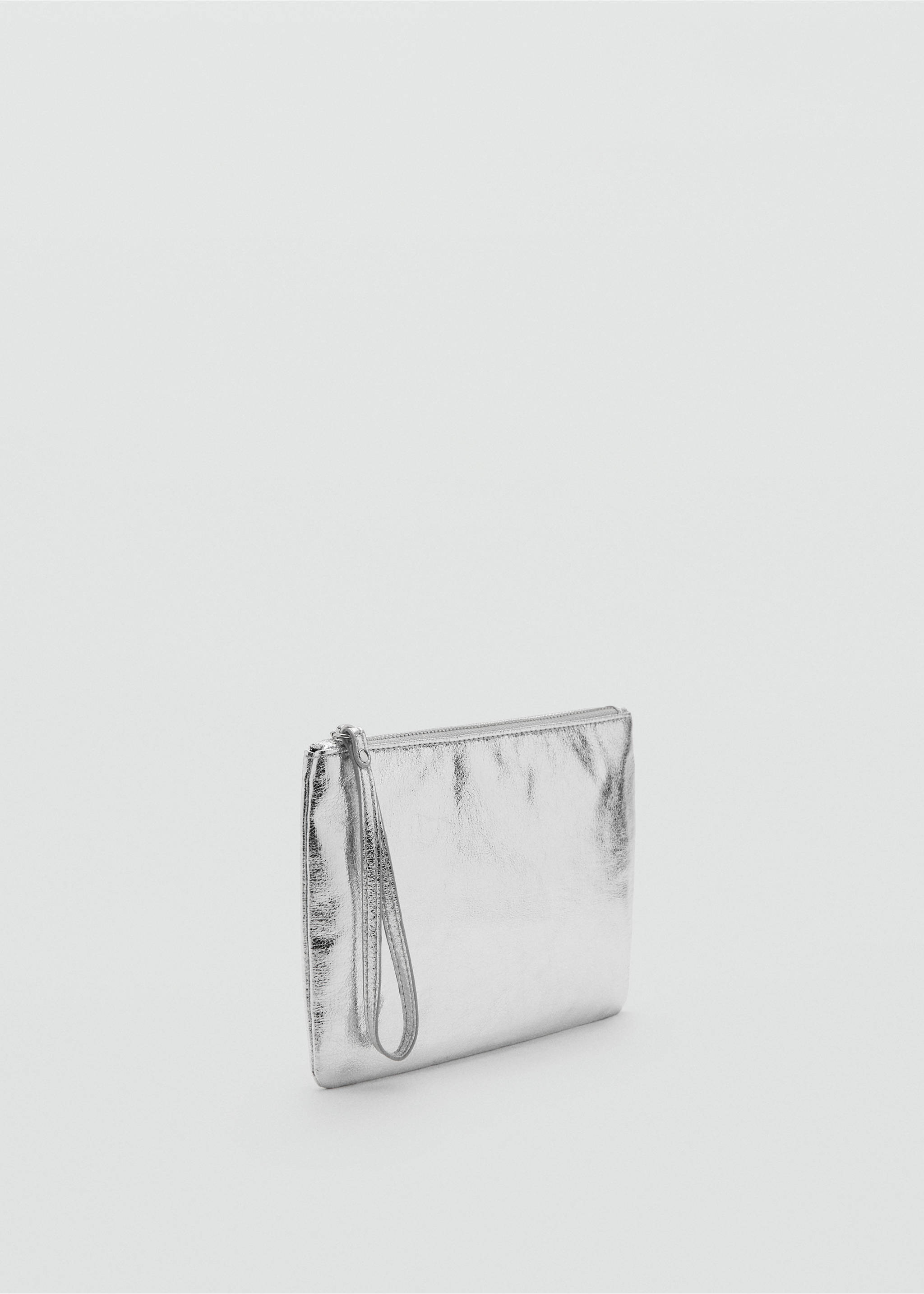 Silver metallic crinkled gadget pouch with wrist strap., Silver. Ref: 17077890-00.