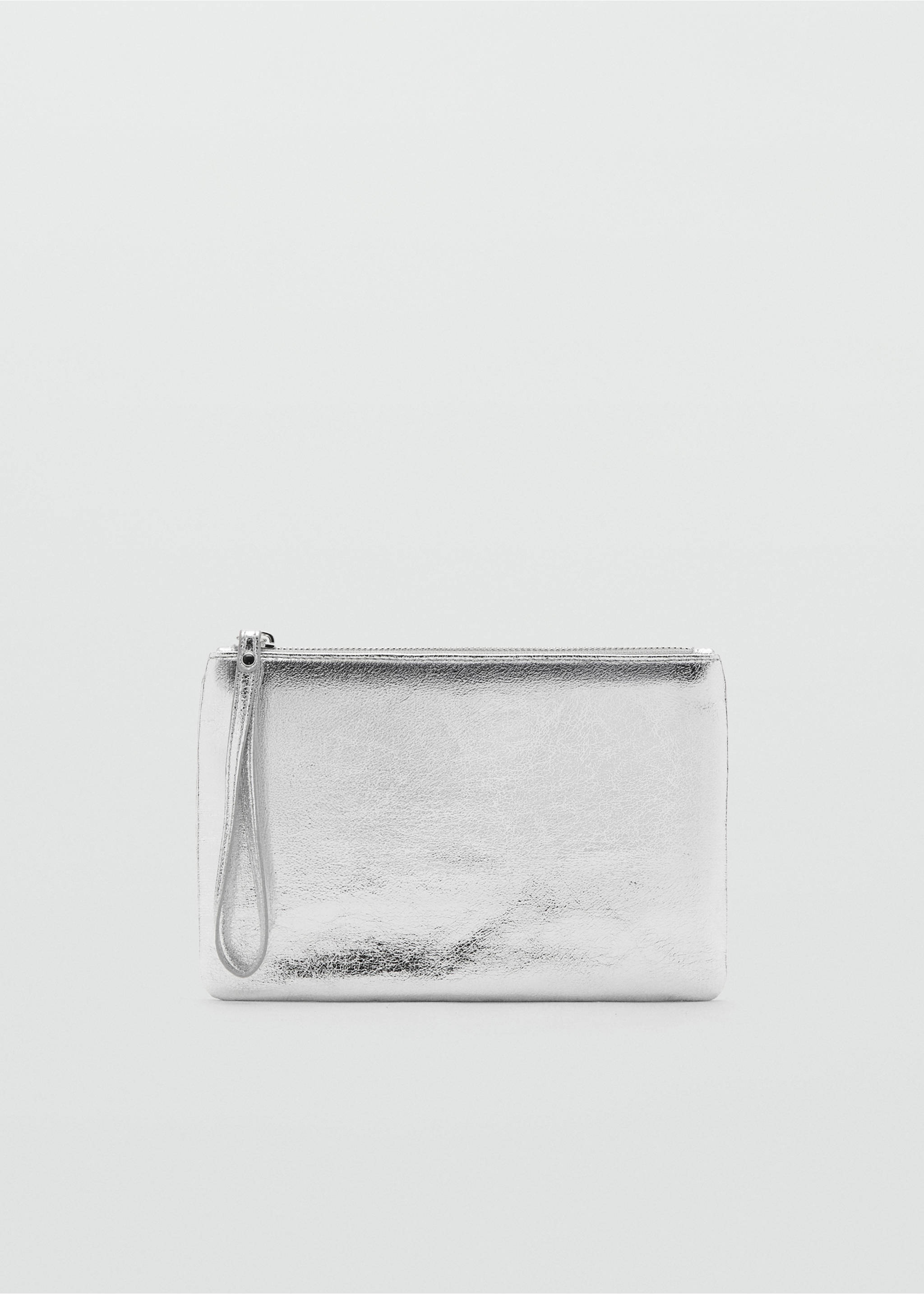 Metallic silver gadget case with a top zip and wrist strap., Silver. Ref: 17077890-00.