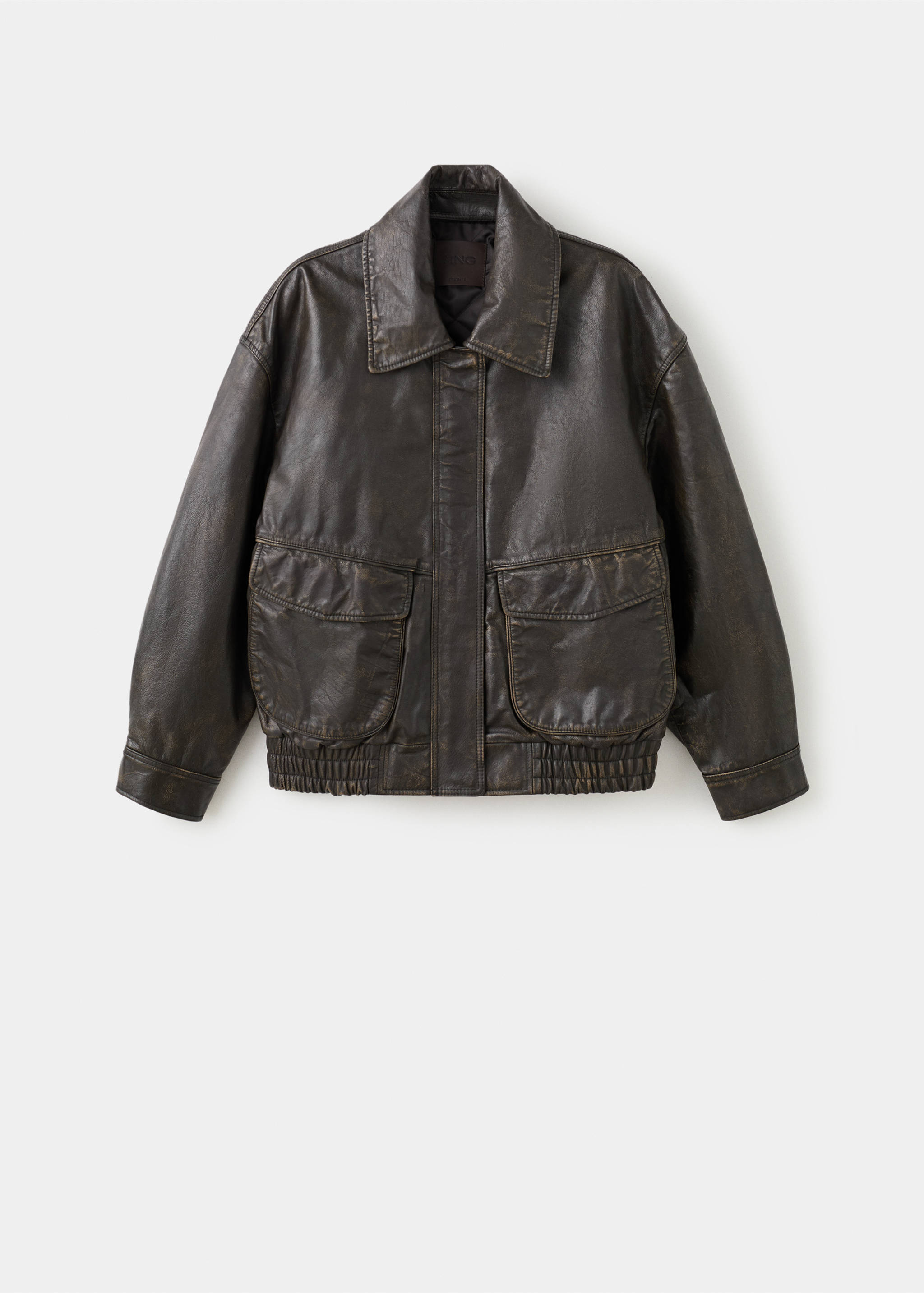 100% leather jacket with pockets - Article without model, Brown. Ref: 17077907-00.