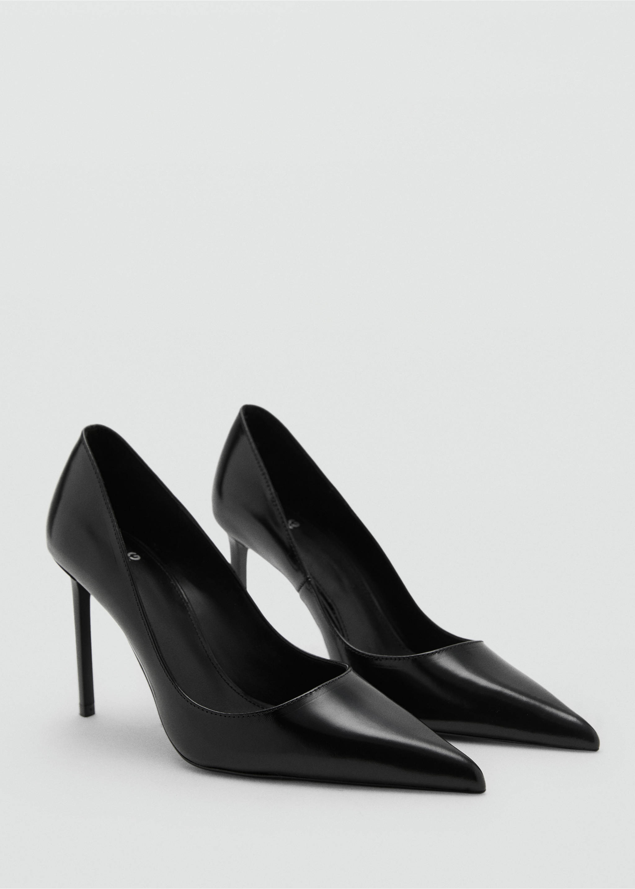 Pointed-toe leather heeled shoes - Medium plane, Black. Ref: 17077910-00.