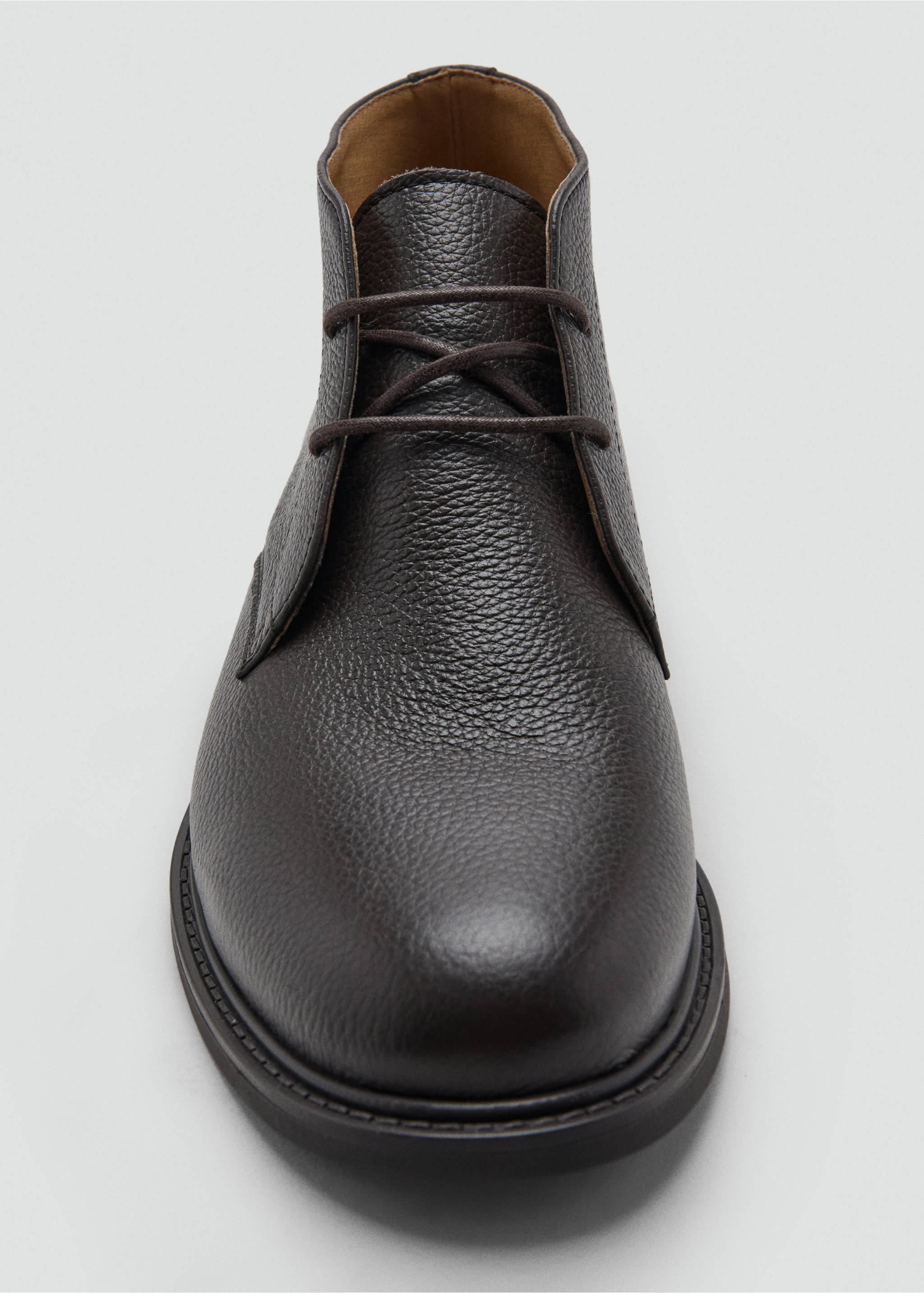 Lace-up leather ankle boots - Details of the article 2, Chocolate. Ref: 17077912-00.