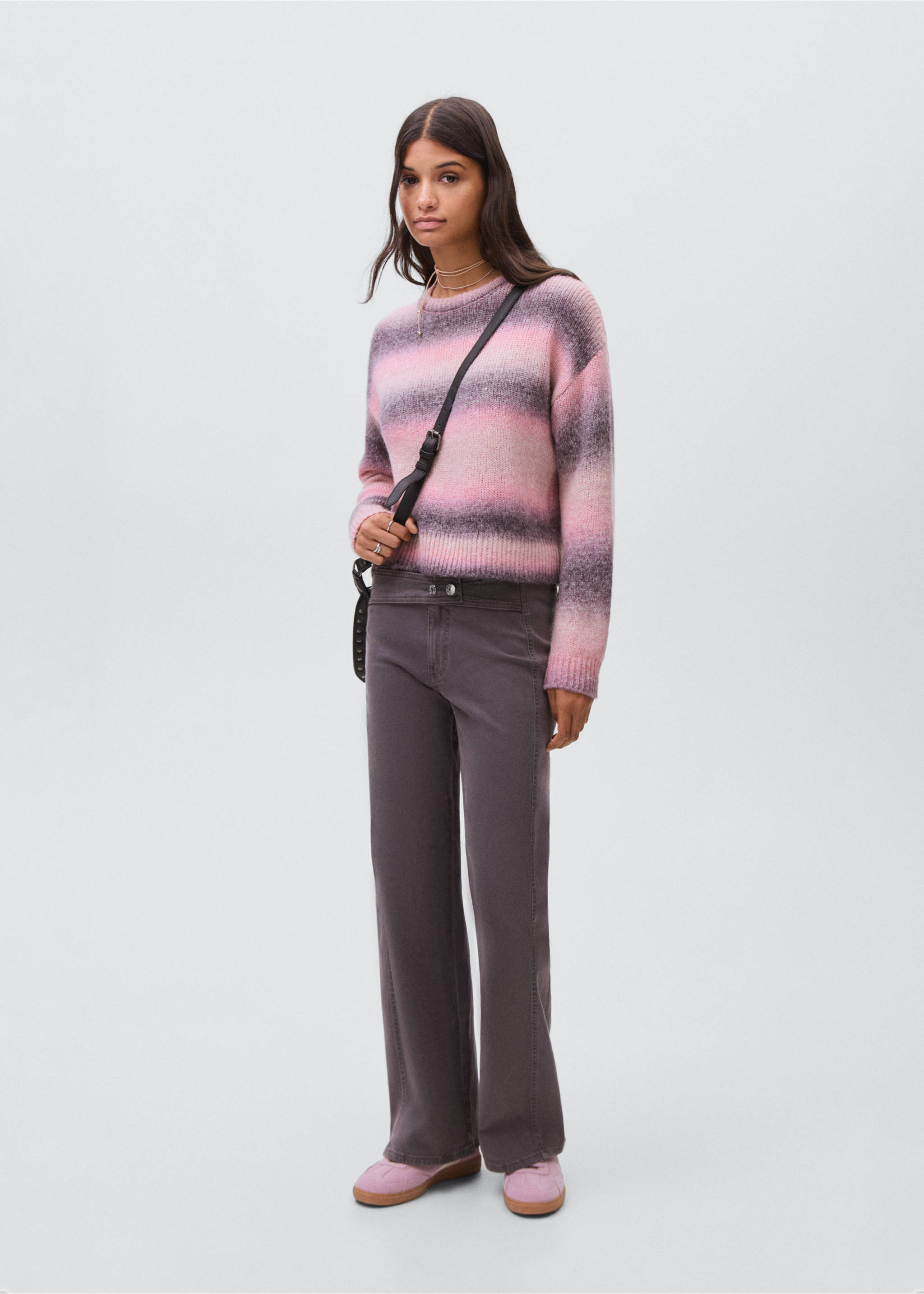 Multi-coloured knit sweater - General plane, Light Pink. Ref: 17078265-00.